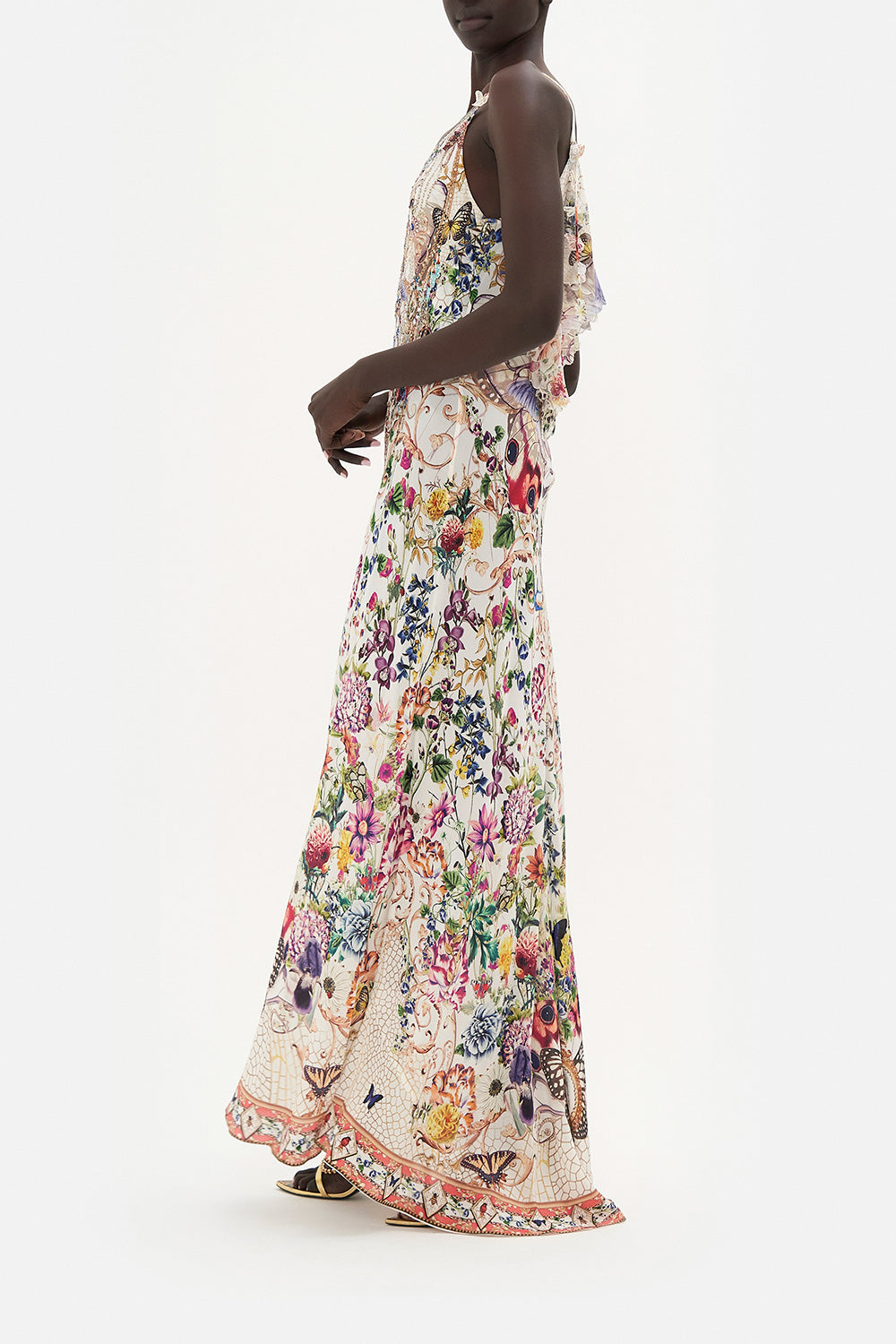 V NECK FULL LENGTH BIAS SLIP DRESS QUEENS BEE HIVE