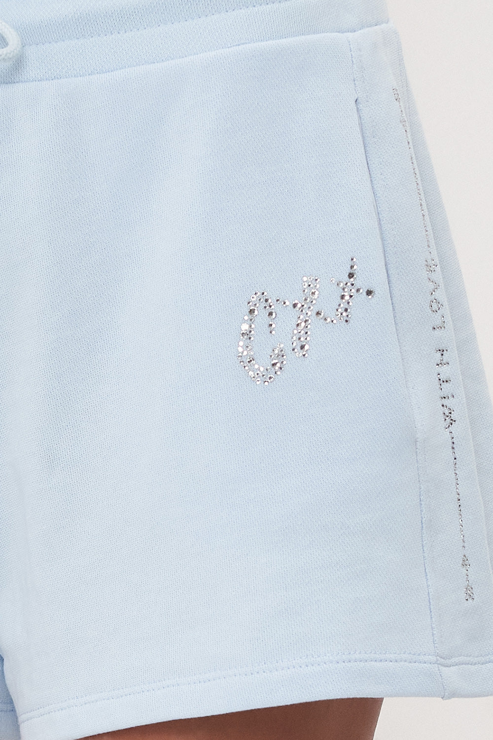 TERRY SHORT WITH CONTRAST STRIPE LOGO CAPSULE - ICE BLUE