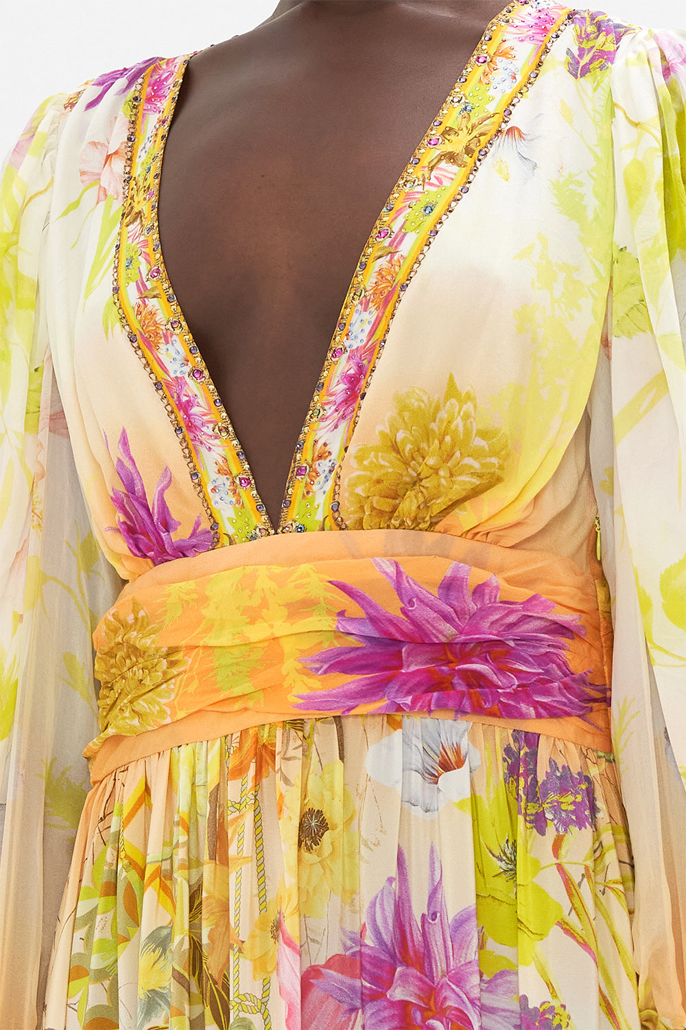 LONG DRESS WITH BLOUSON SLEEVE HOW DOES YOUR GARDEN GROW