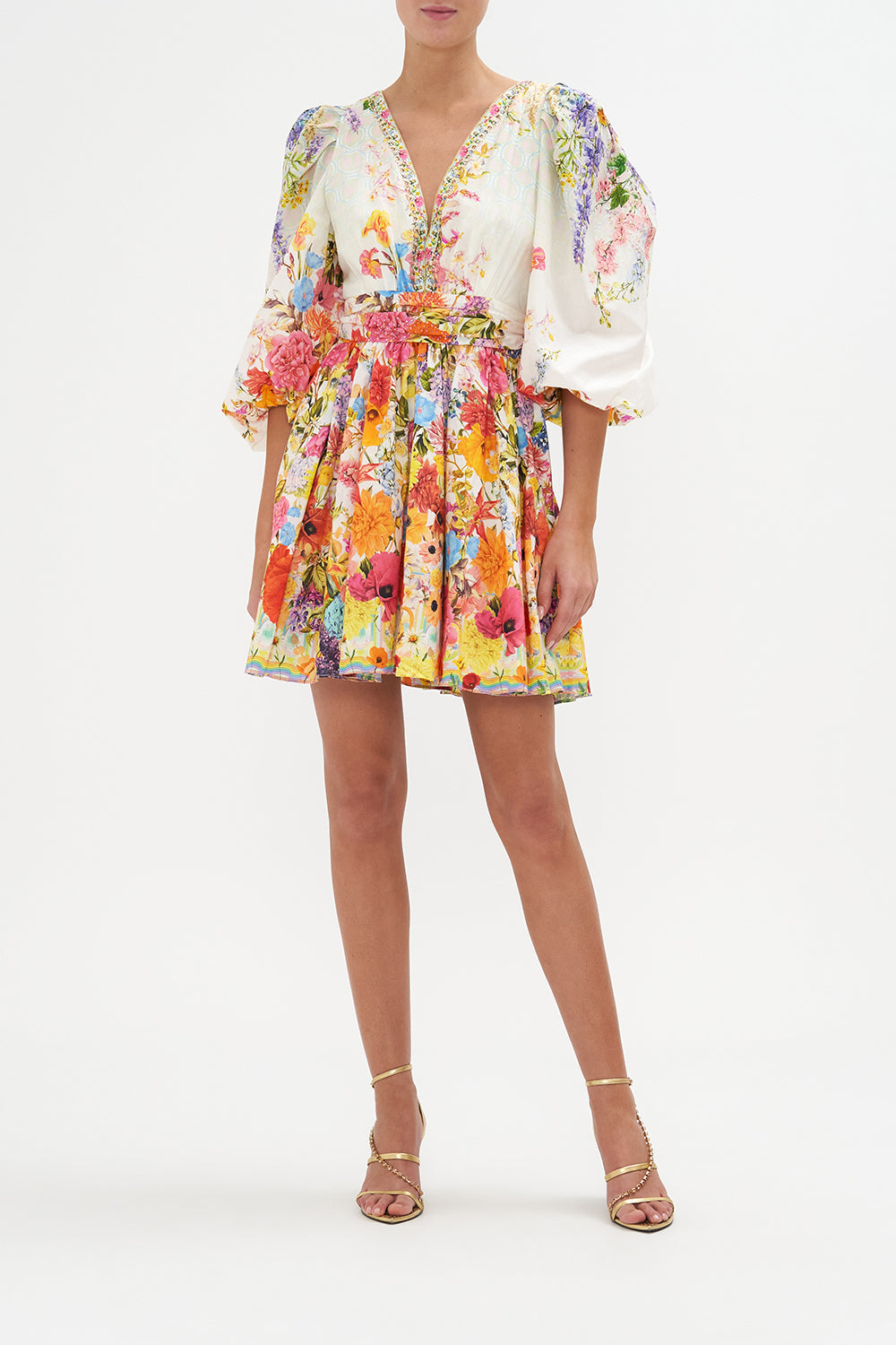 Blouson Flared Dress Sunlight Symphony print by CAMILLA