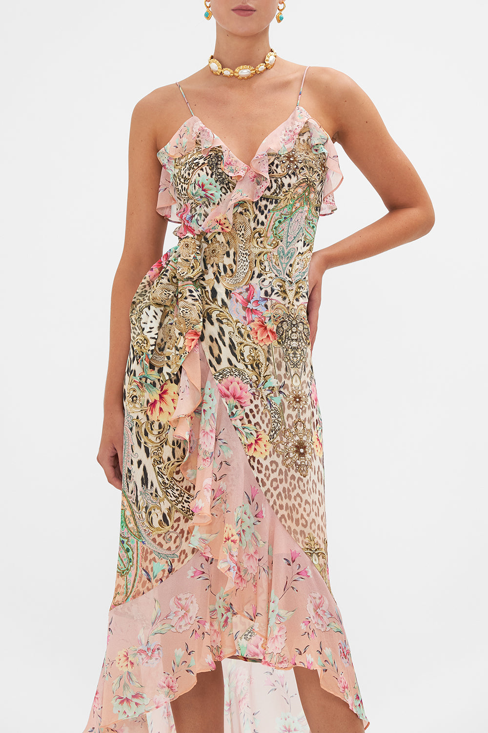 LONG WRAP DRESS WITH FRILL QUEEN ATLANTIS