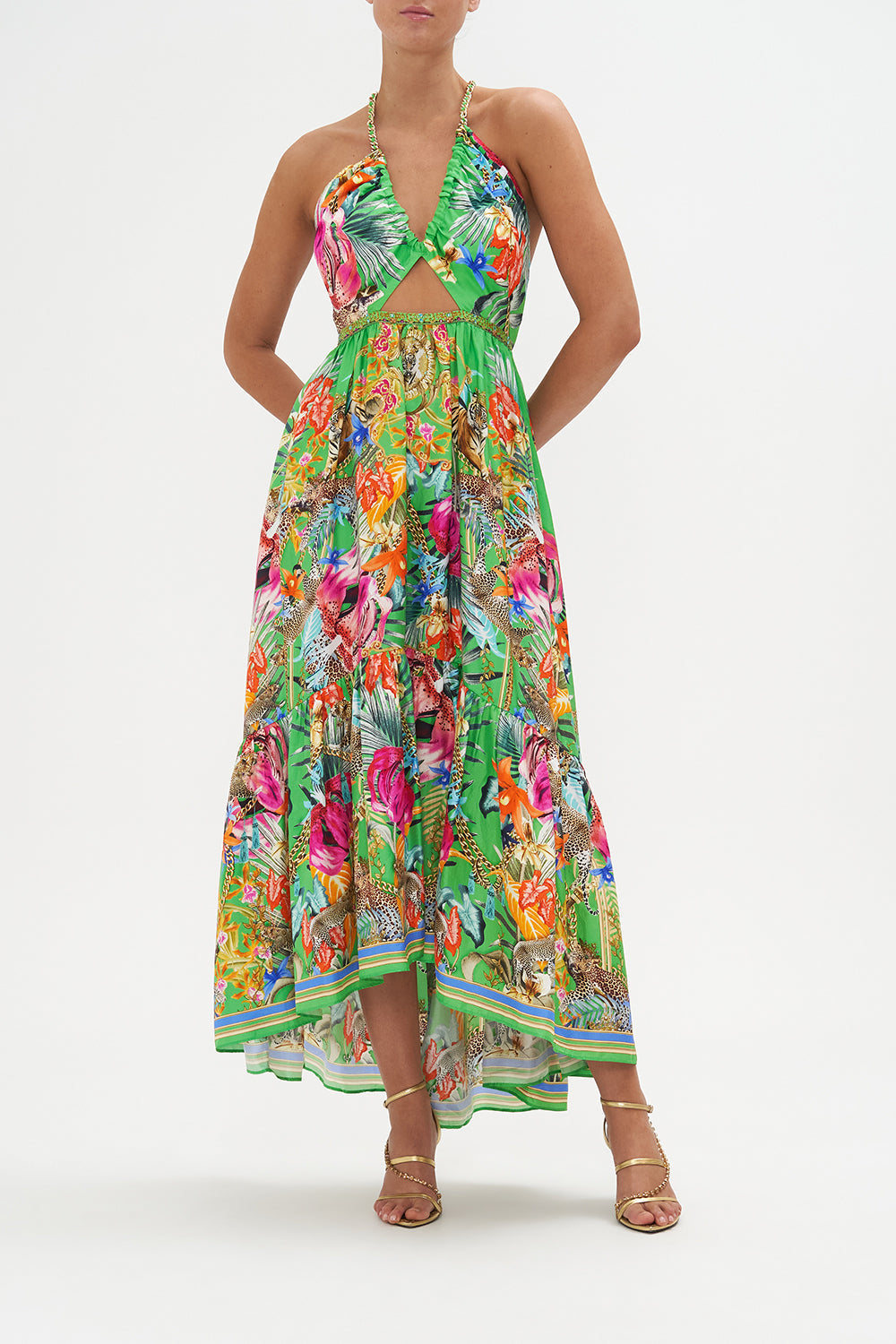 Gathered V Front Dress Curious And Curiouser print by CAMILLA