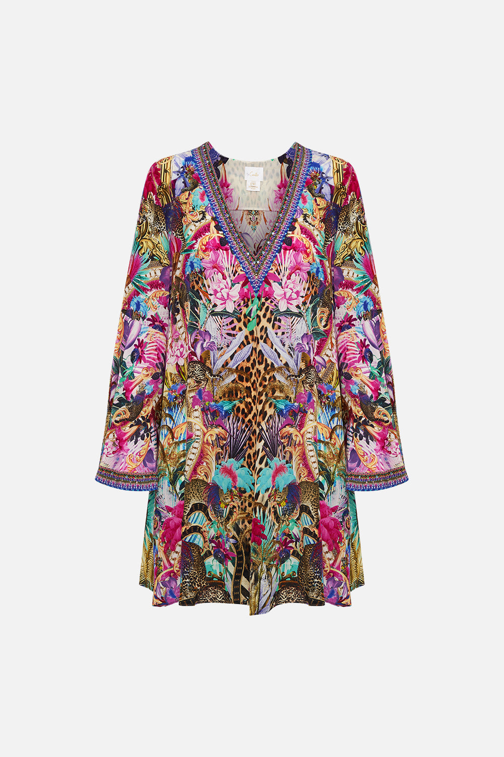 V NECK FLARED SLEEVE MINI DRESS MERRY GO ROUND