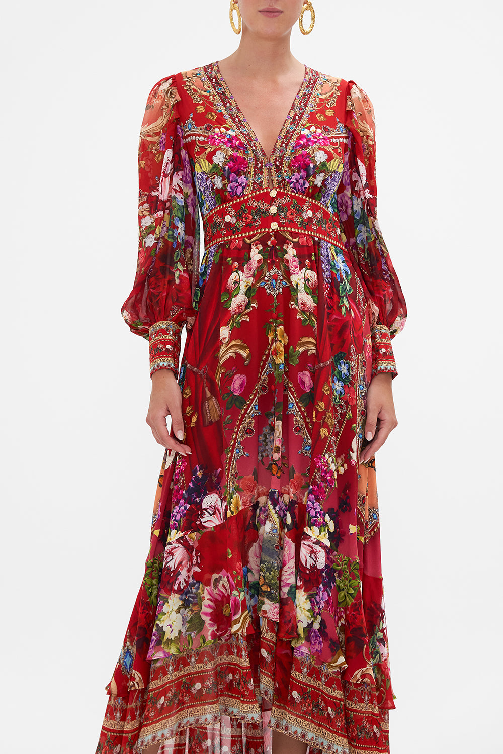 LONG BUTTON FRONT DRESS RITES OF ROSES