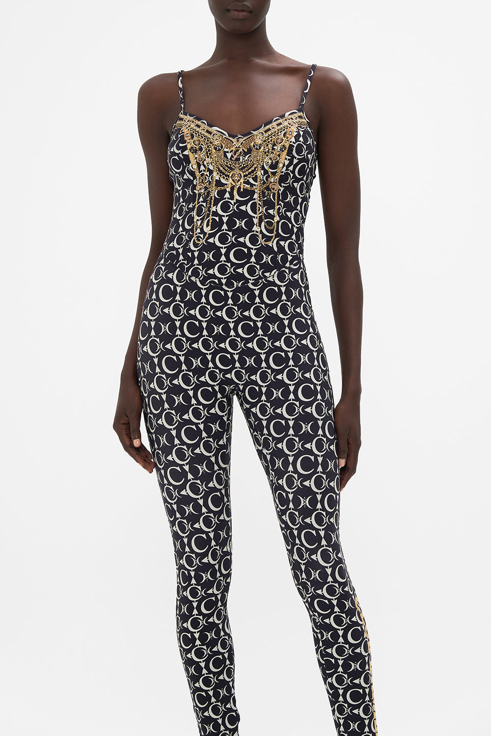 V NECK CATSUIT LEOS SKY