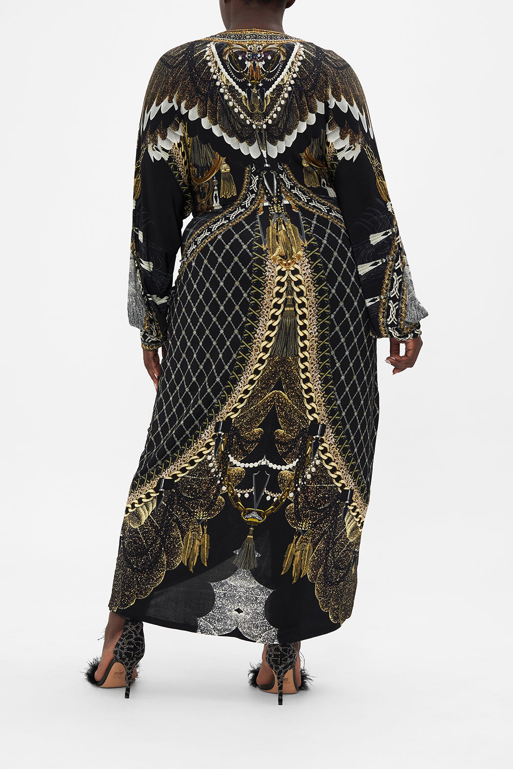 LONG SPLIT FRONT TWIST DRESS RAVIN RAVEN