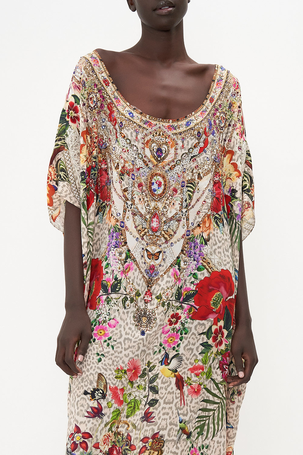 ROUND NECK KAFTAN LEOS BOUQUET