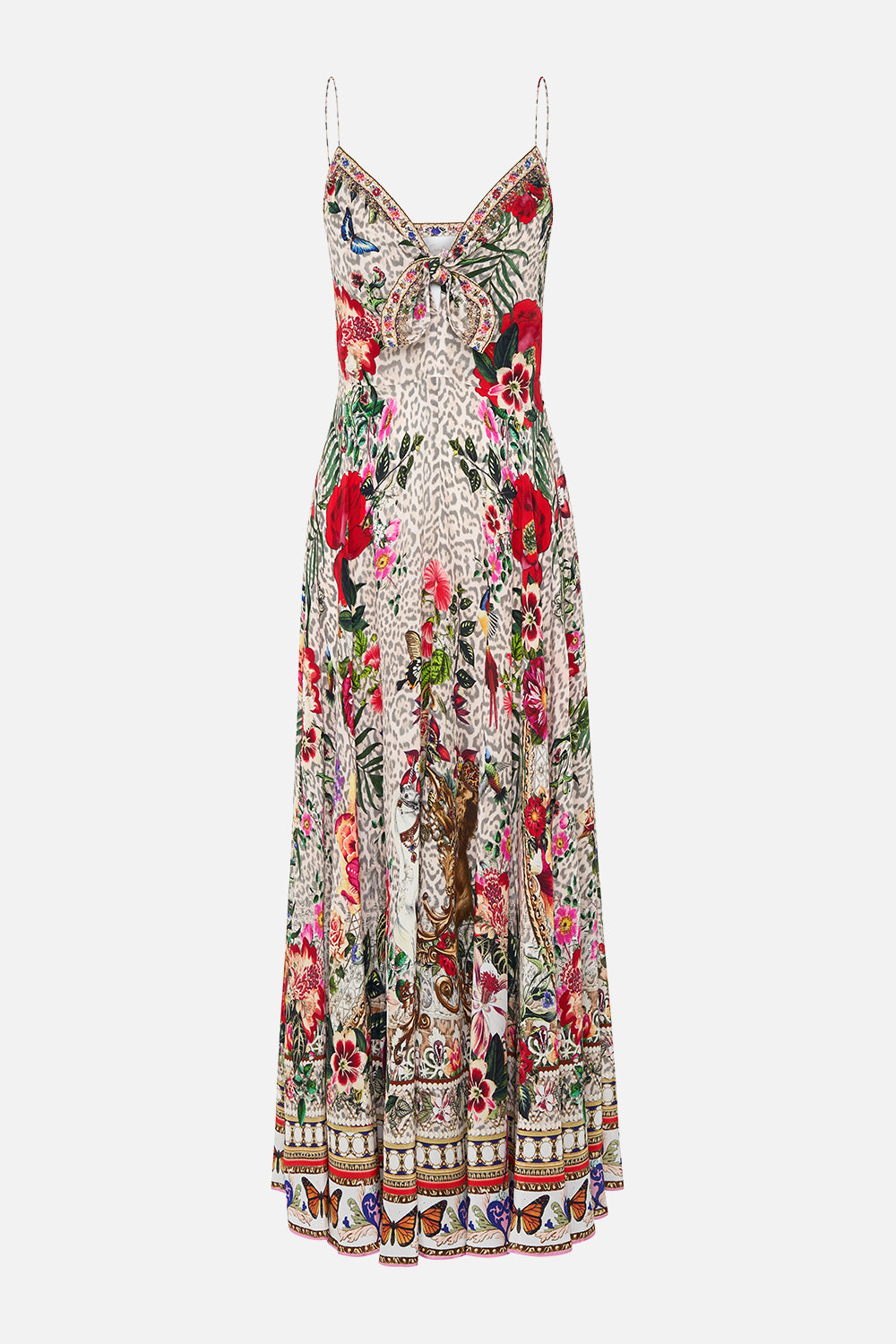 LONG DRESS WITH TIE FRONT LEOS BOUQUET