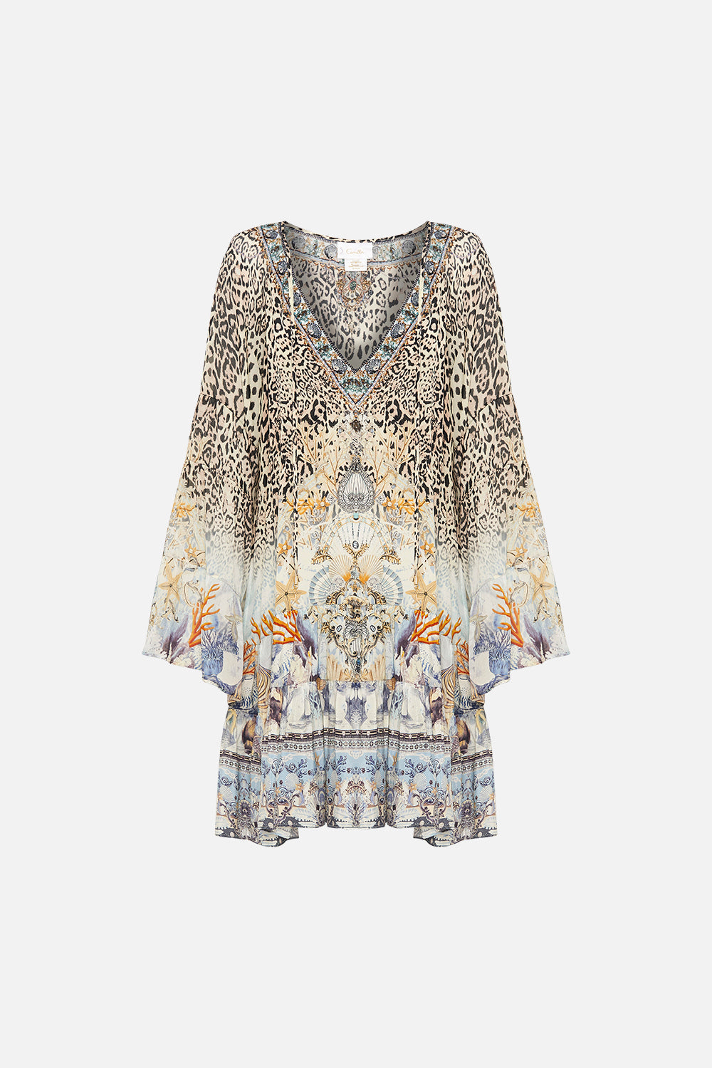 A-LINE GATHERED PANEL DRESS SEAHORSE SONNET