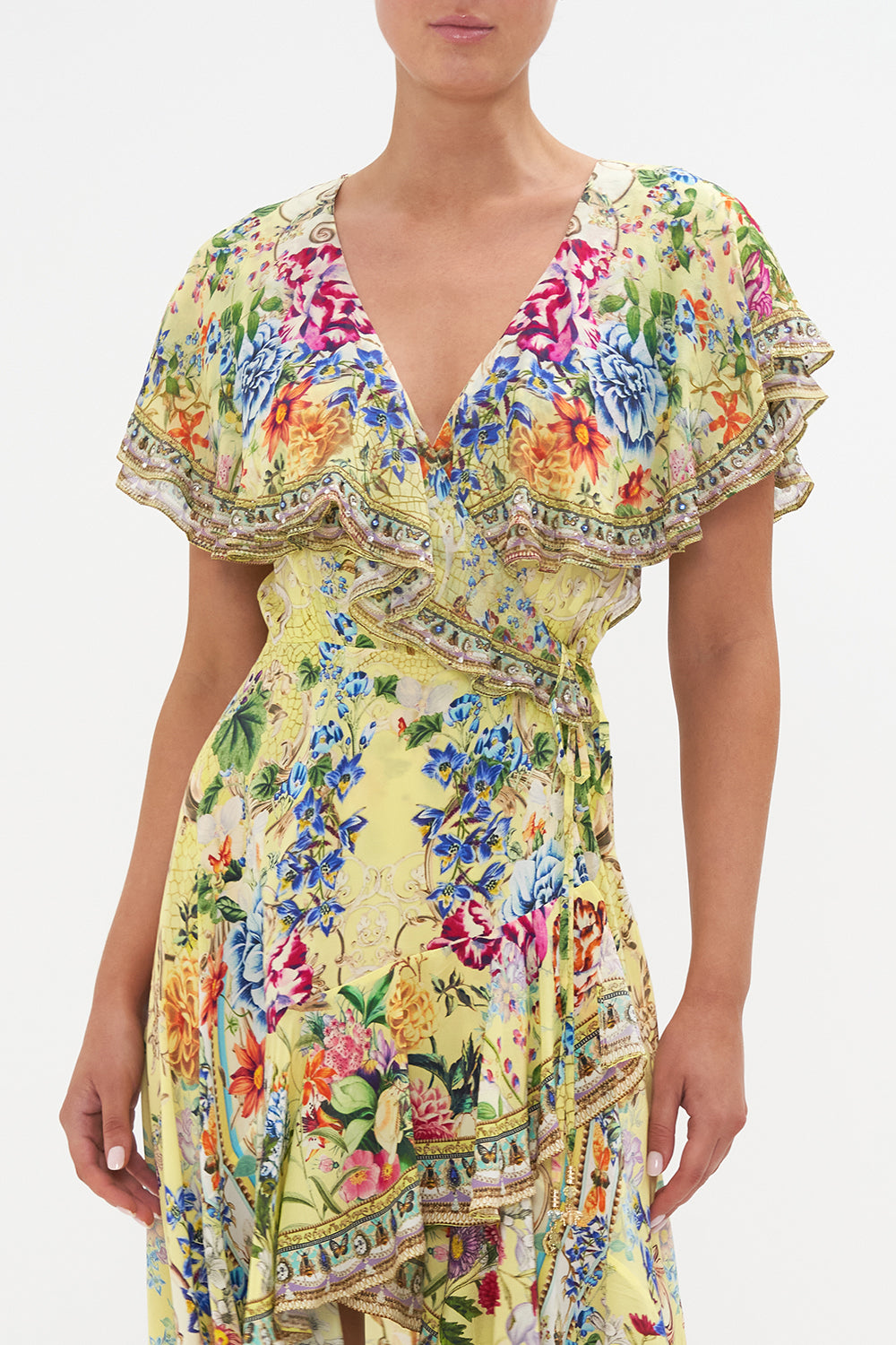 FRILL SLEEVE LONG DRESS BIRDS AND THE BEES