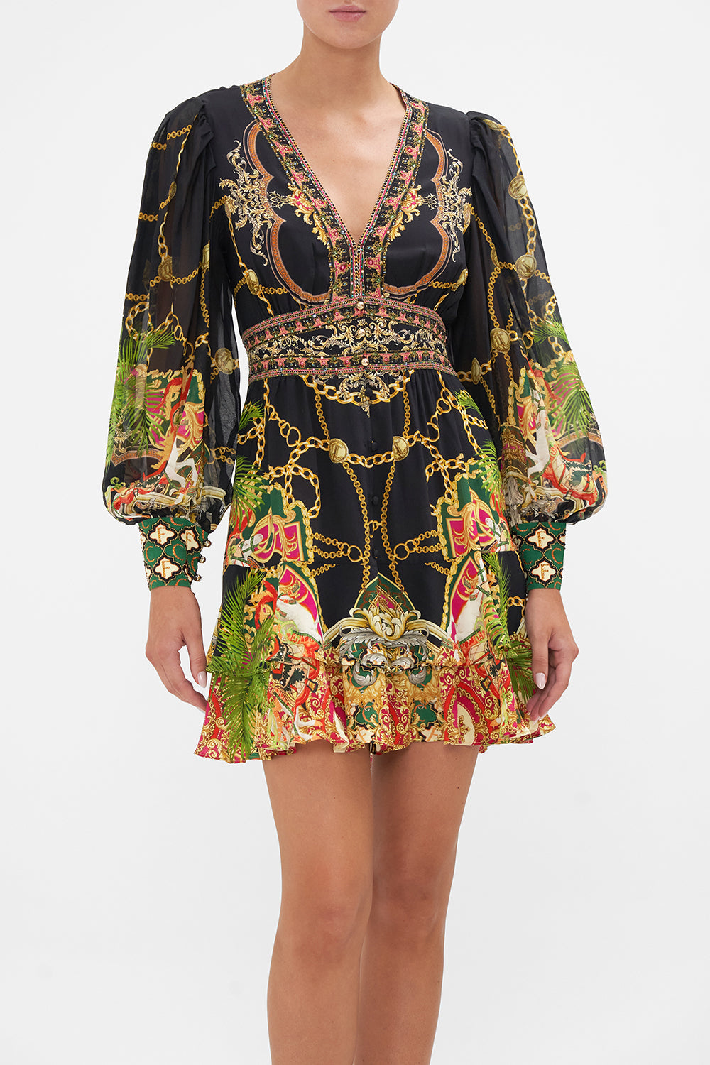 BUTTON FRONT FRILL DRESS JEALOUSY AND JEWELS