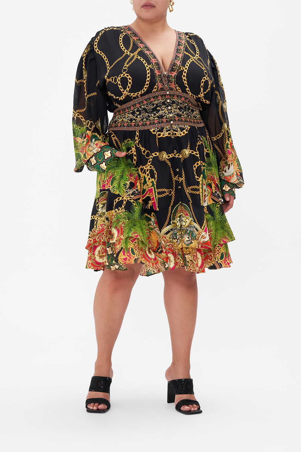 BUTTON FRONT FRILL DRESS JEALOUSY AND JEWELS