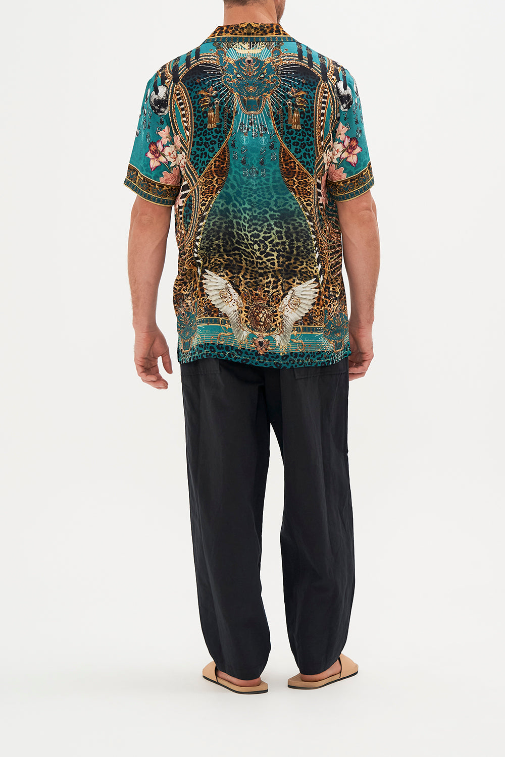 SHORT SLEEVE CAMP COLLARED SHIRT TIGER PANTS