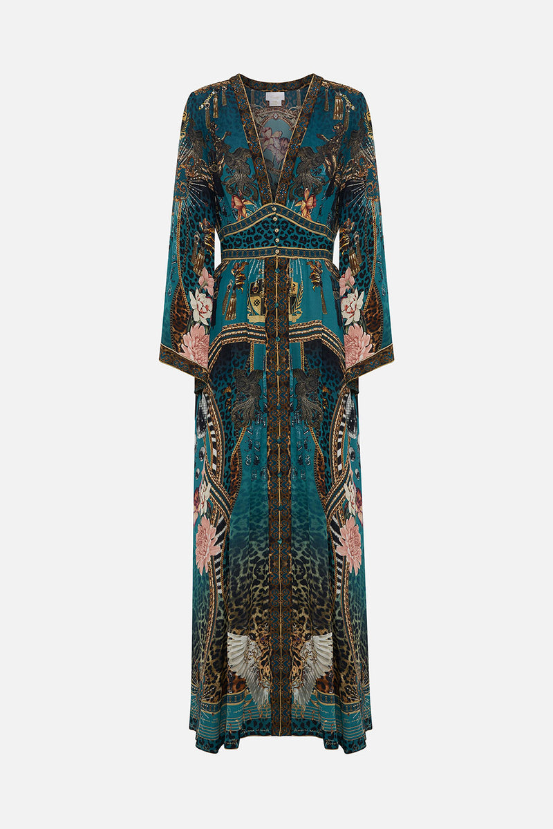 KIMONO SLEEVE DRESS WITH SHIRRING DETAIL TIGER TRAP