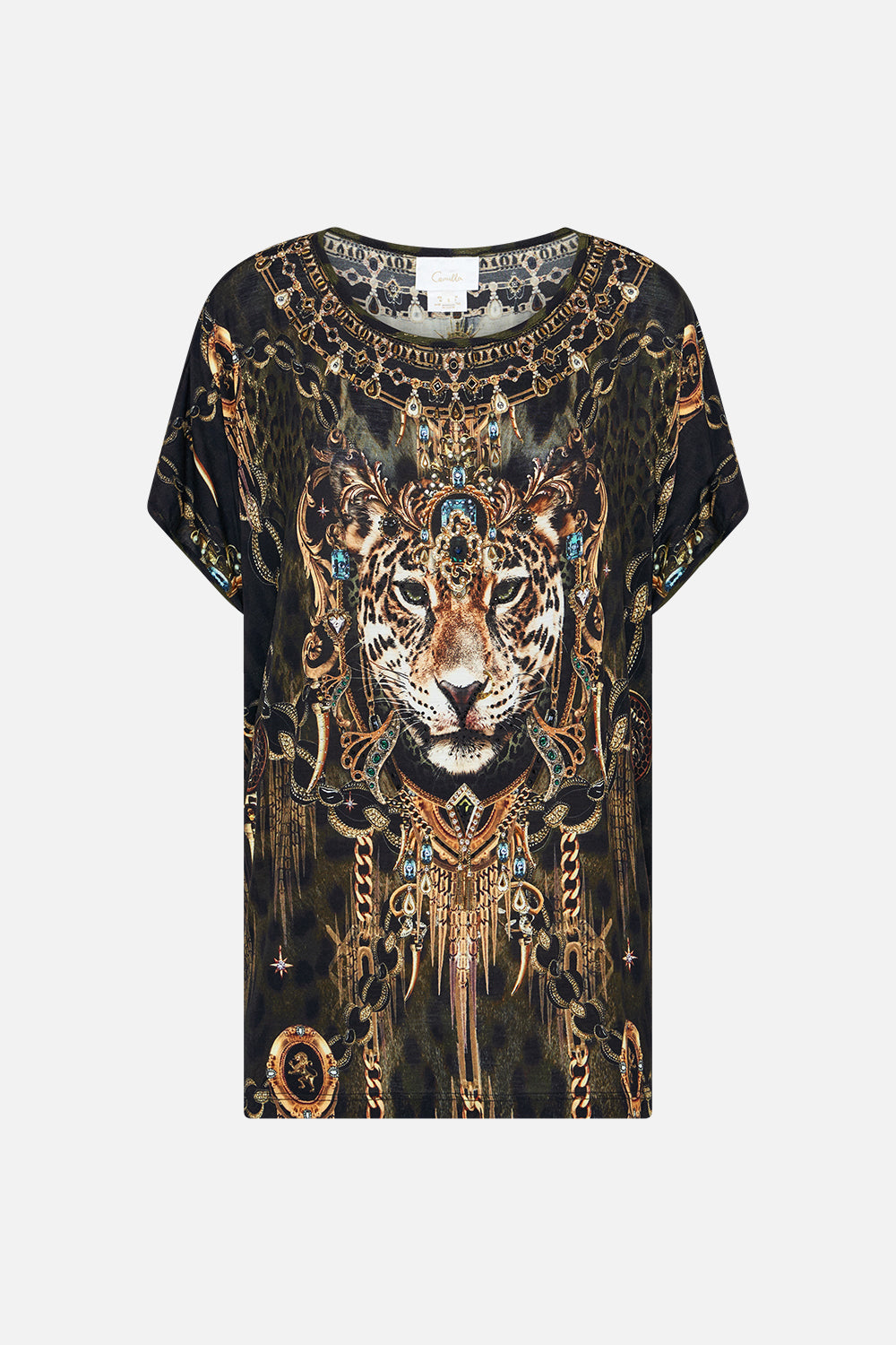 LOOSE FIT ROUND NECK TEE - ALL OVER PRINT LIONS MANE