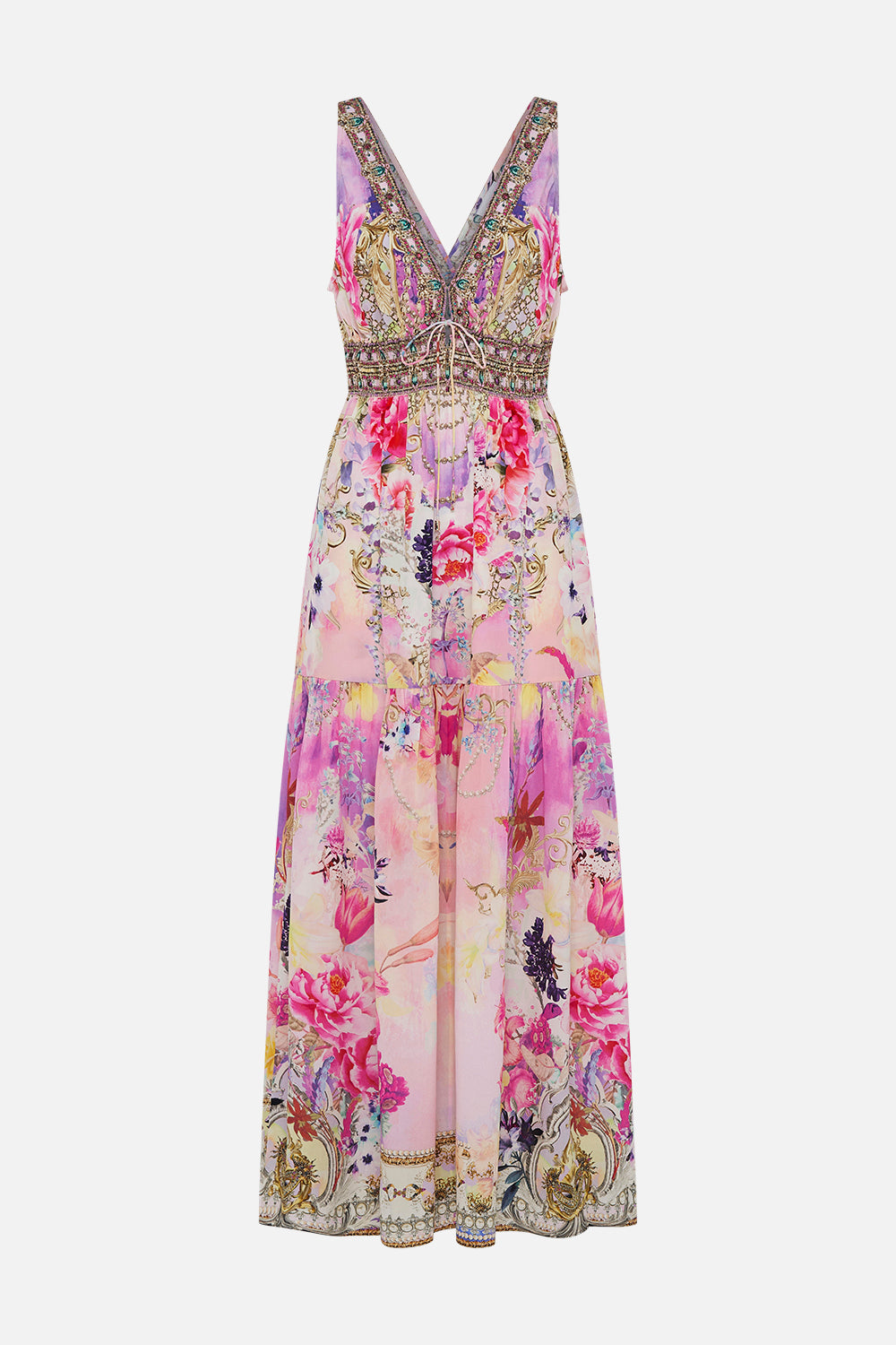 SHIRRED WAIST DETAIL LONG DRESS SONIC SYMPHONIES