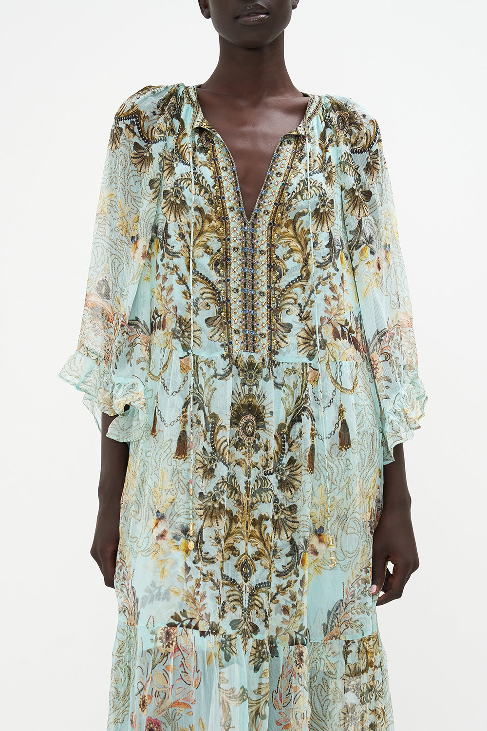 WIDE SLEEVE GATHERED DRESS ADIEU YESTERDAY