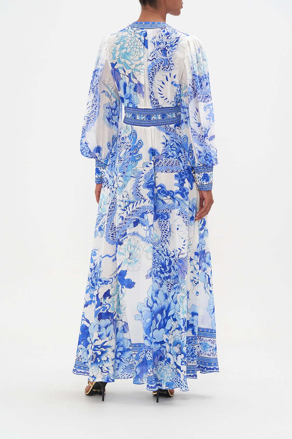 BUTTON DRESS WITH SHAPED WAISTBAND AND GATHERED SLEEVES HEART OF A DRAGON