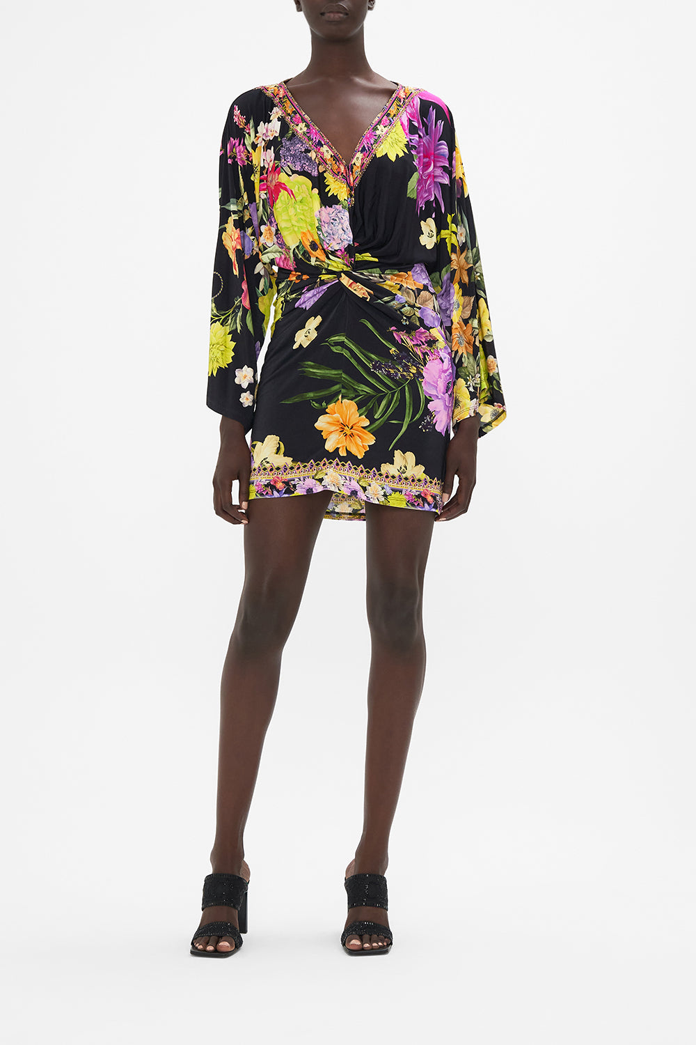 Twist Front Mini Dress Peace Be With You print by CAMILLA