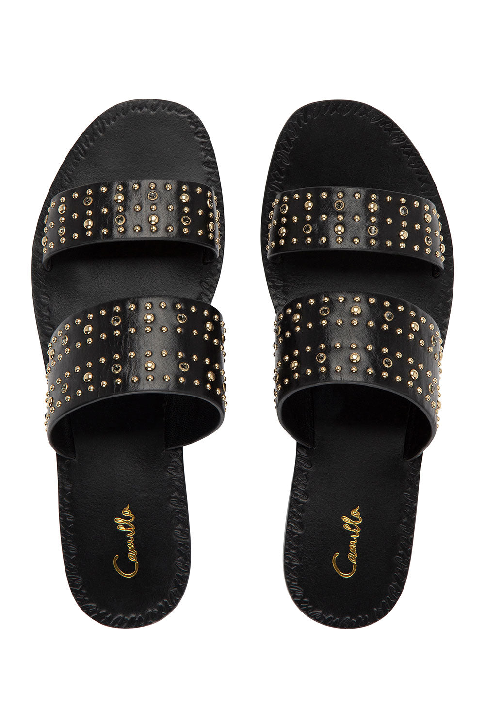 DOUBLE STRAP STUDDED SANDAL BLACK