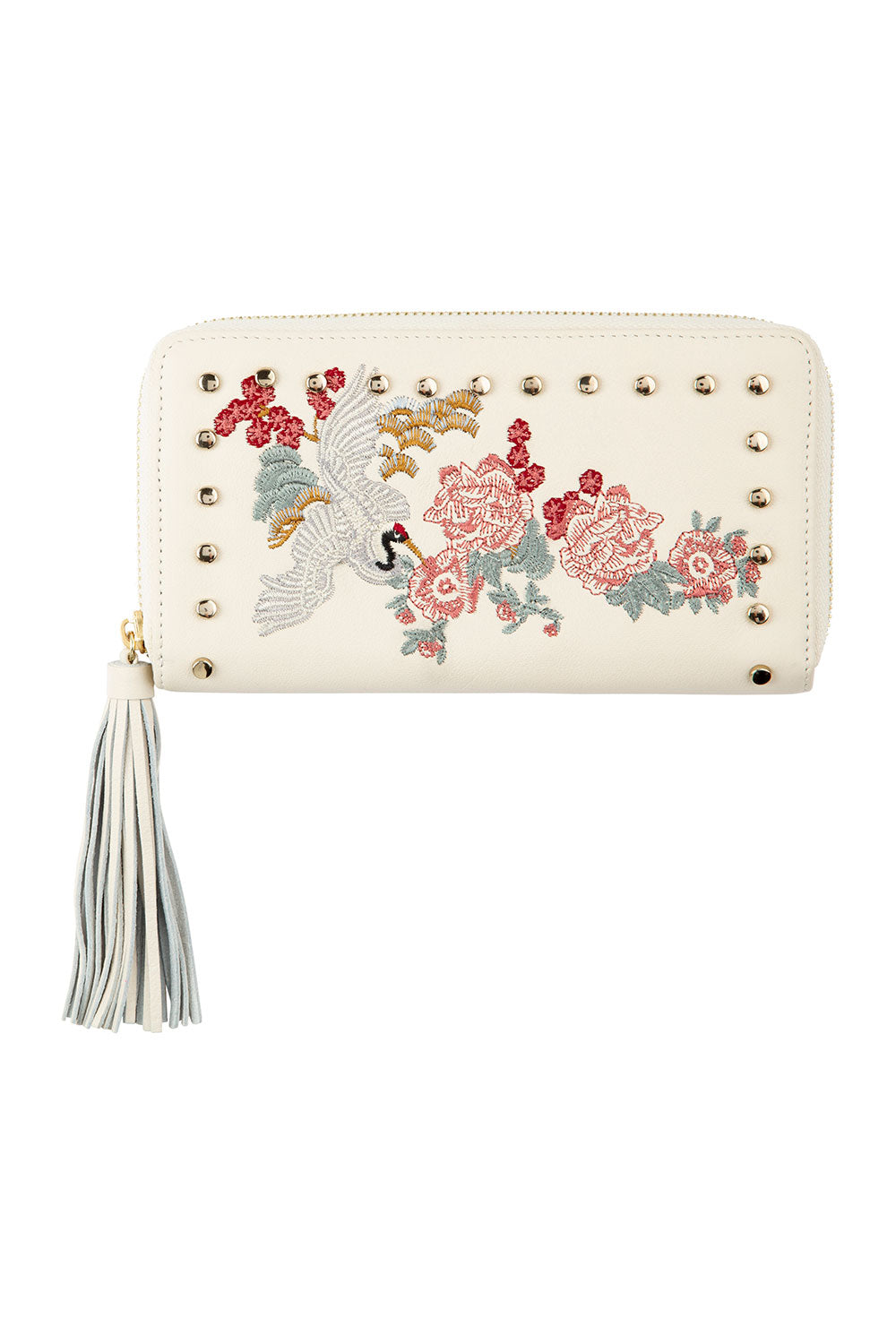 ZIP LEATHER WALLET ECRU