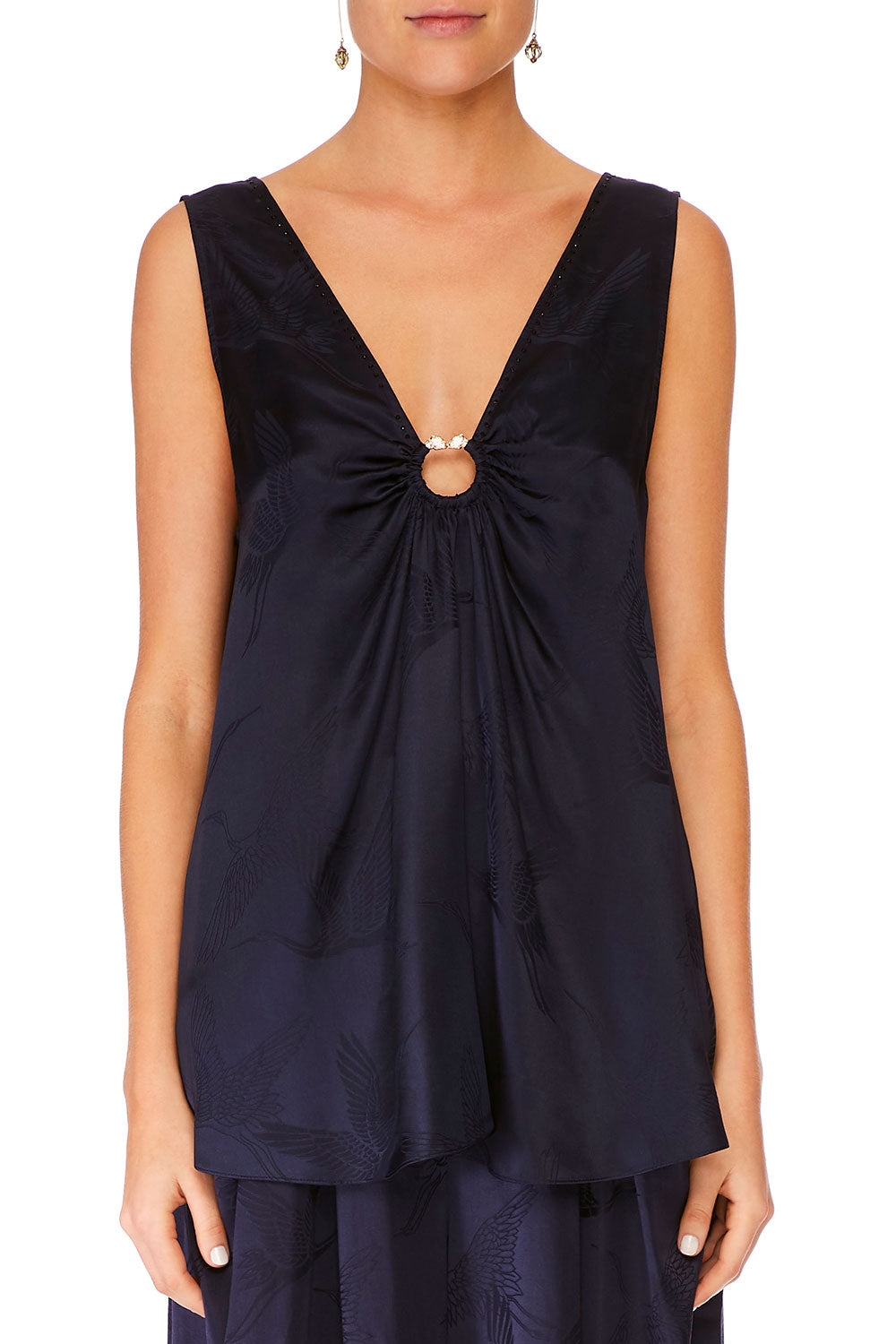 WIDE STRAP U-RING TOP SOLID NAVY