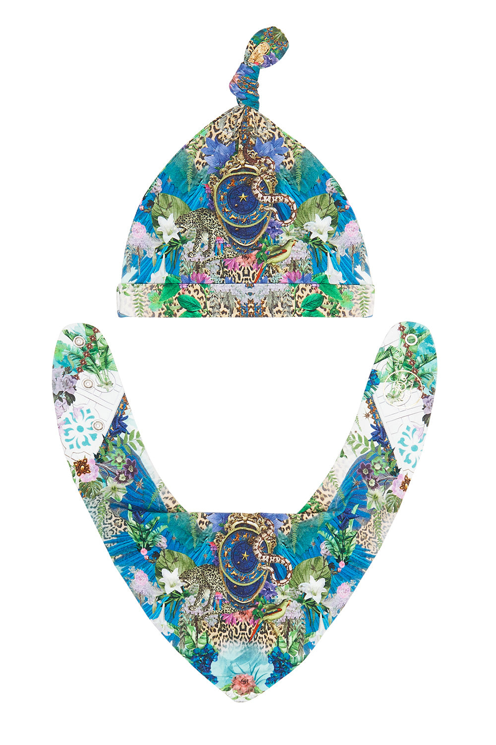 BABIES BIB AND BEANIE SET MOON GARDEN