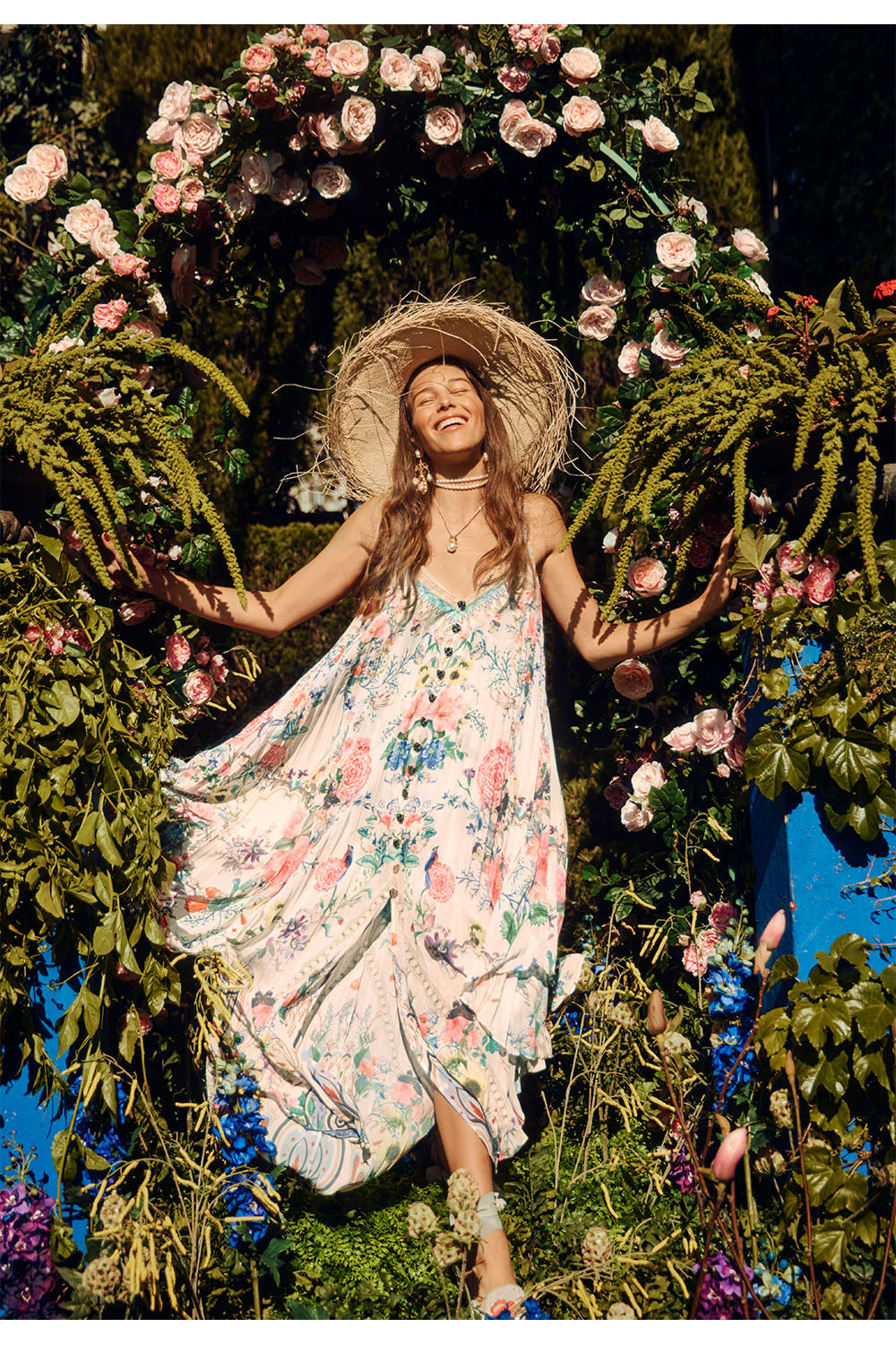 PLEATED BUTTON FRONT SLIP DRESS BOHEME