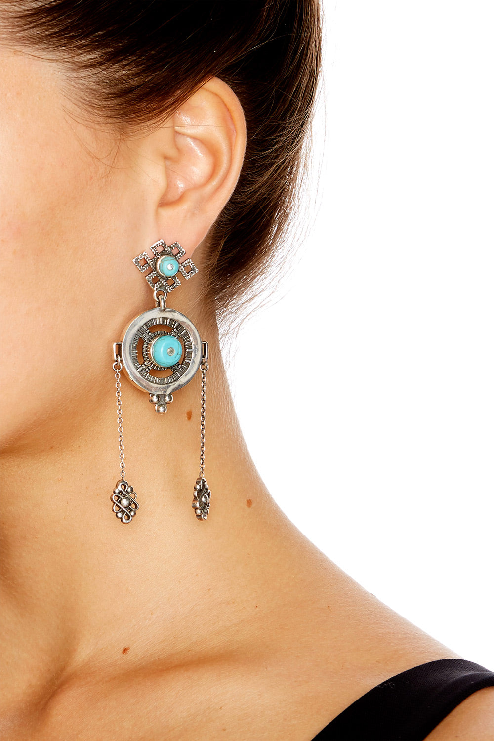 PHOENIX RISE SILVER DISK EARRINGS