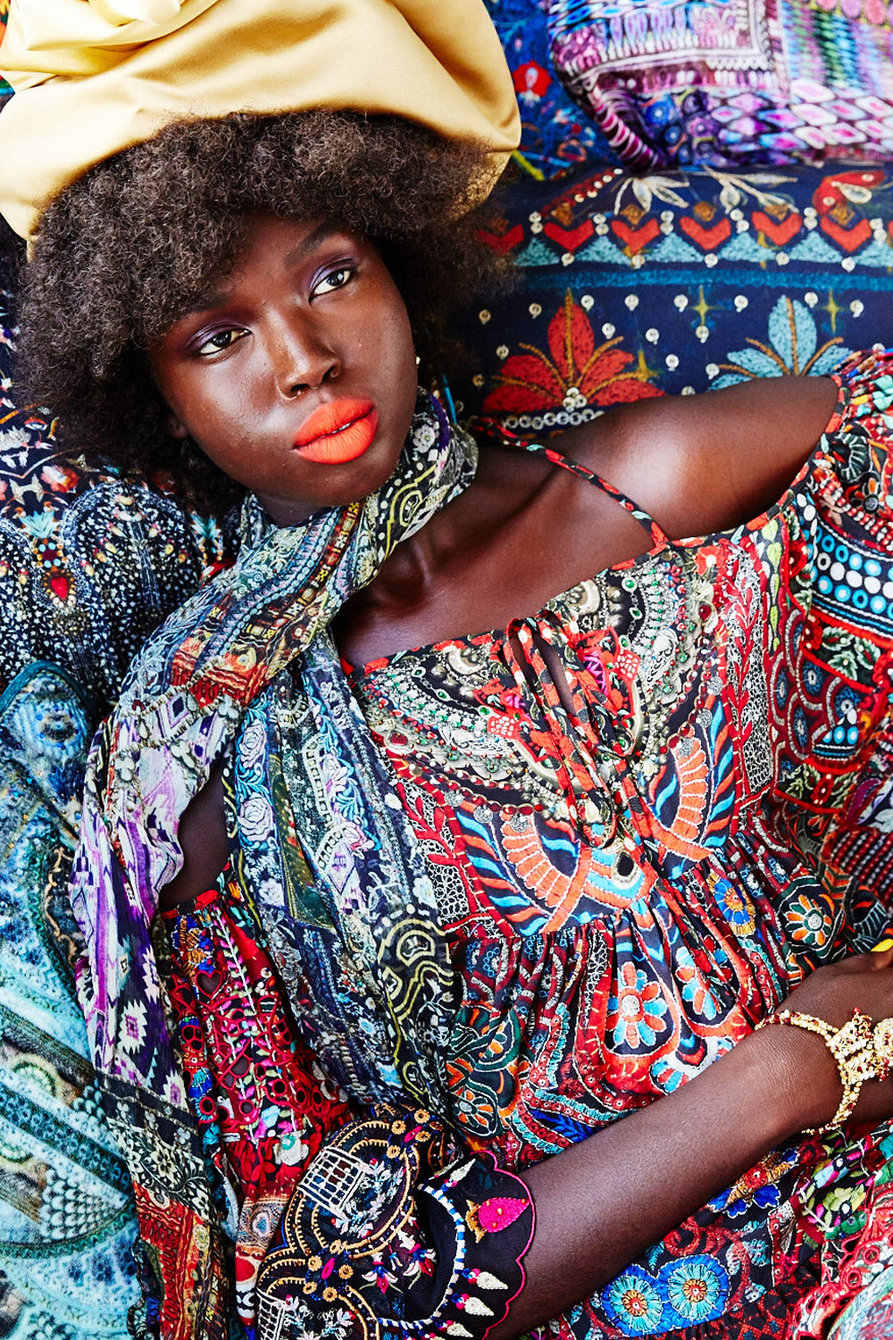 QUEEN ALIKA DROP SHOULDER TOP W INSERTS