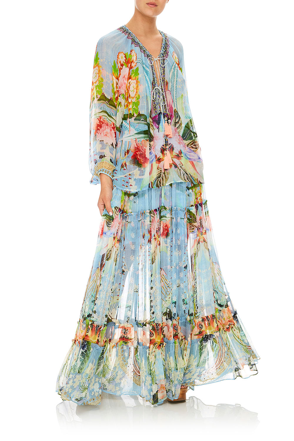 CAMILLA THE STILL ABYSS 4 TIERED GATHERED SKIRT