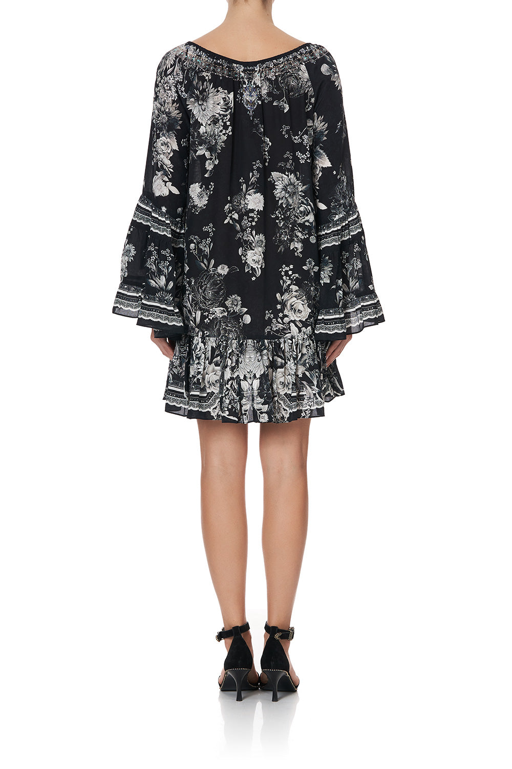 A LINE FRILL DRESS MOONSHINE BLOOM