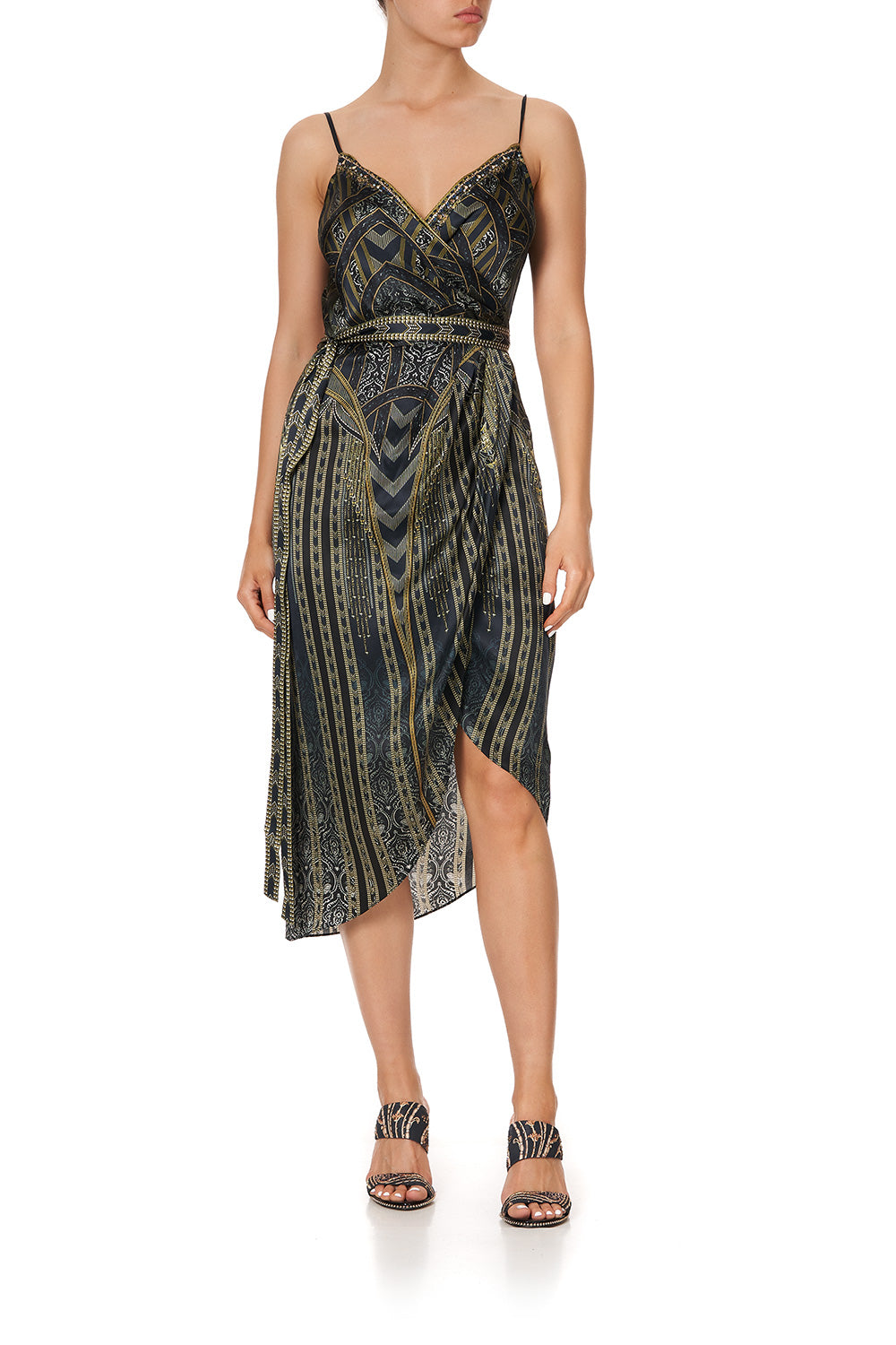 ASYMMETRICAL WRAP DRESS WITH STRAPS GREAT SCOTT