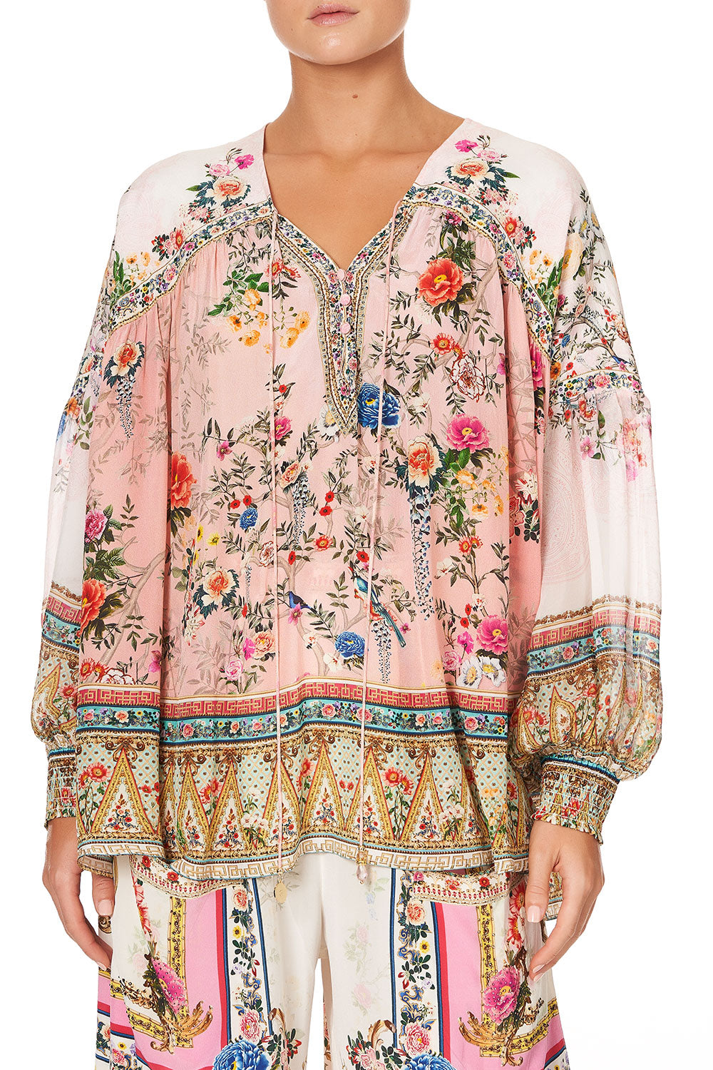 BLOUSON BLOUSE WITH NECK TIE PARTY IN THE PALACE