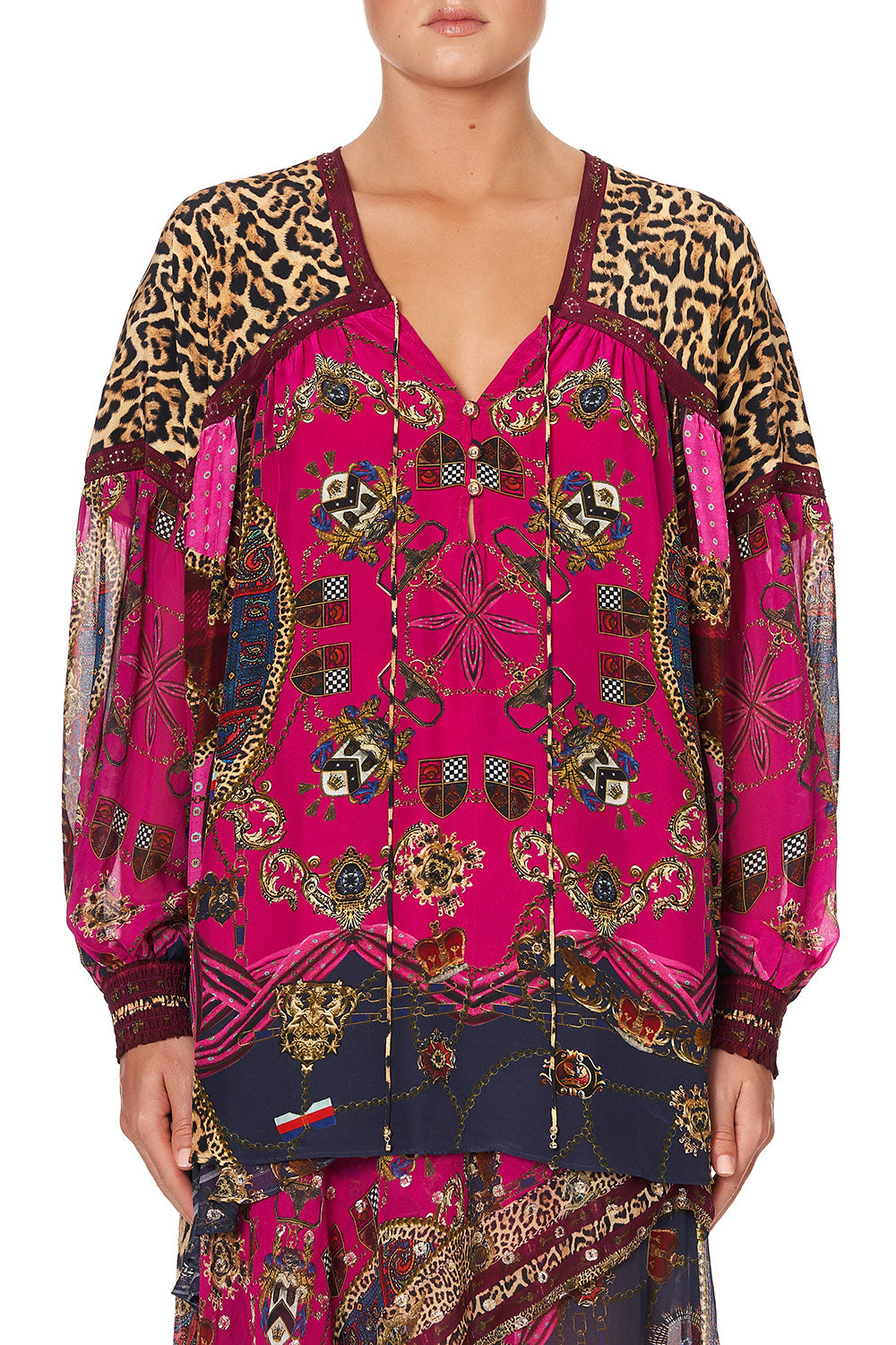 BLOUSON BLOUSE WITH NECK TIE DINING HALL DARLING