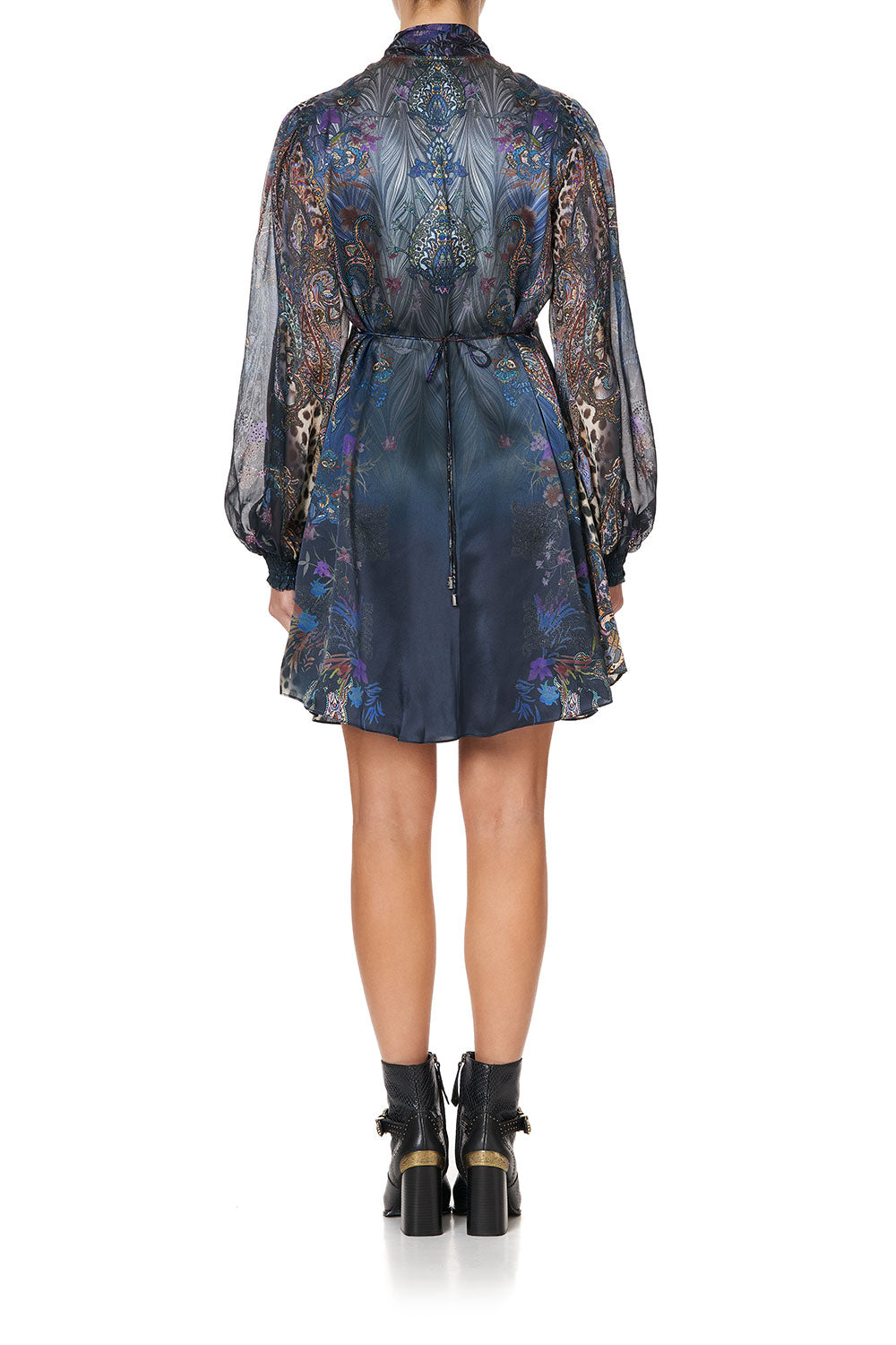 BLOUSON DRESS WITH NECK TIE FESTIVAL EXPRESS