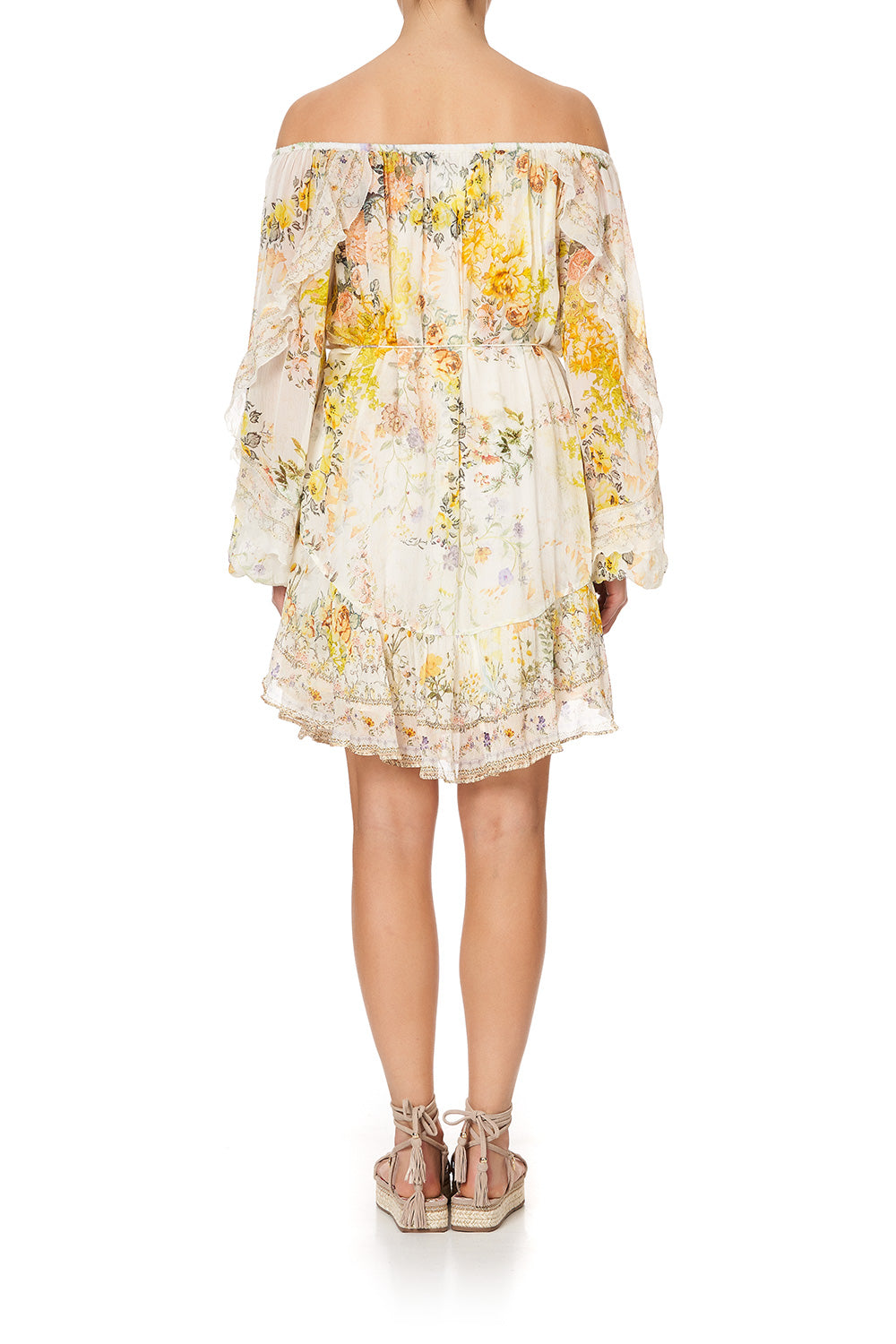 BLOUSON FRILL SLEEVE DRESS IN THE HILLS OF TUSCANY