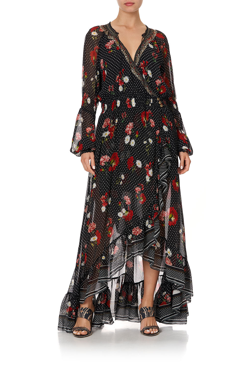 BLOUSON SLEEVE WRAP DRESS COASTAL PARISIENNE