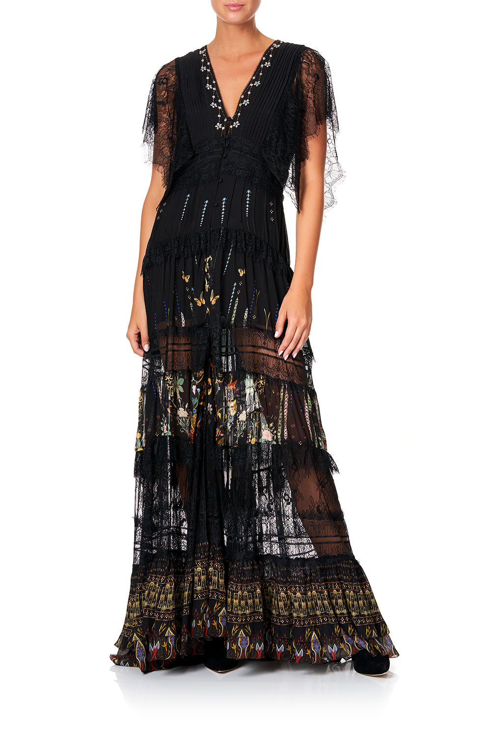 CAMILLA BUTTON UP DRESS WITH LACE INSERT REBELLE REBELLE