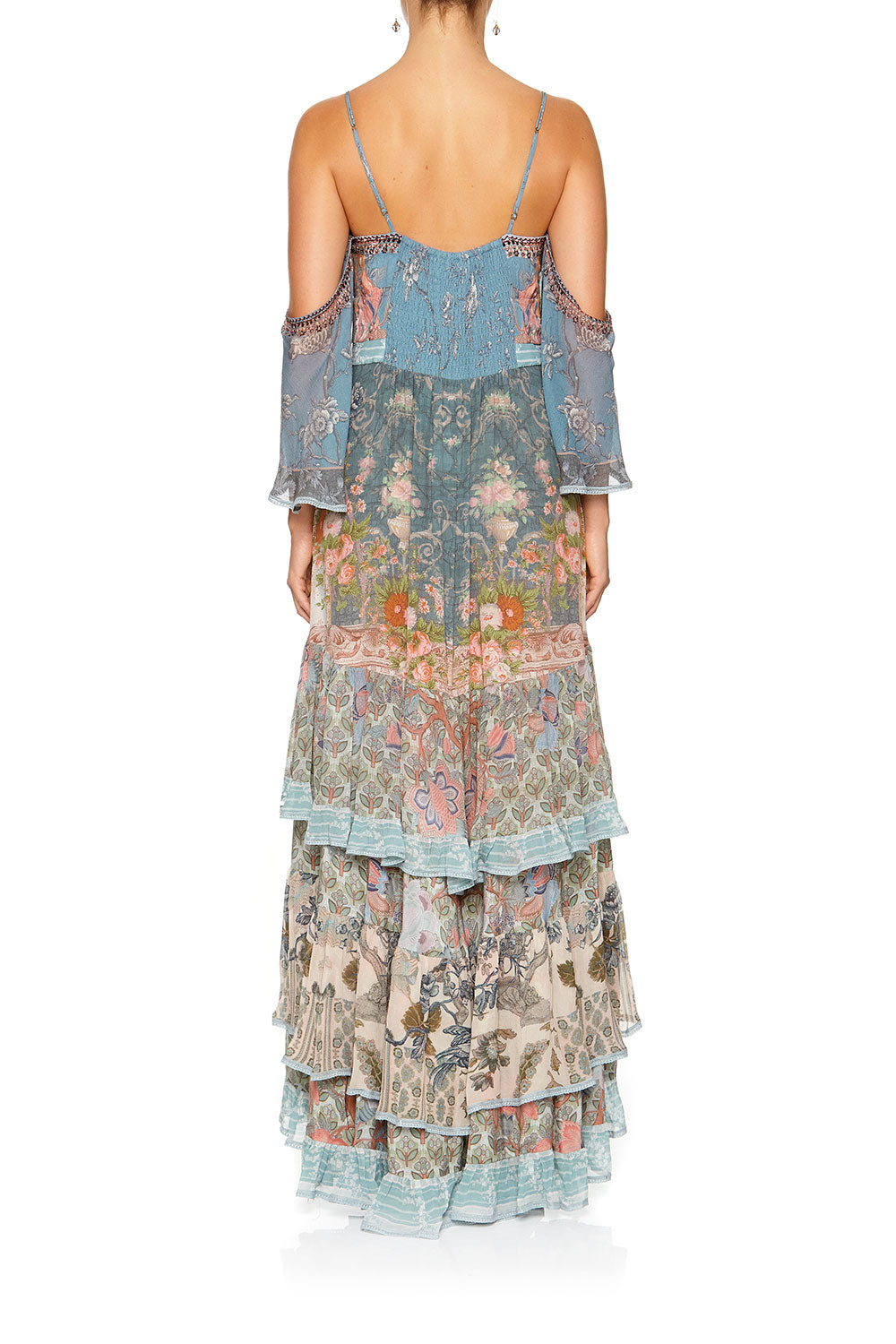 BUTTON-UP HIGH LOW DRESS WITH RUFFLE DETAIL BLANCHES BLESSING