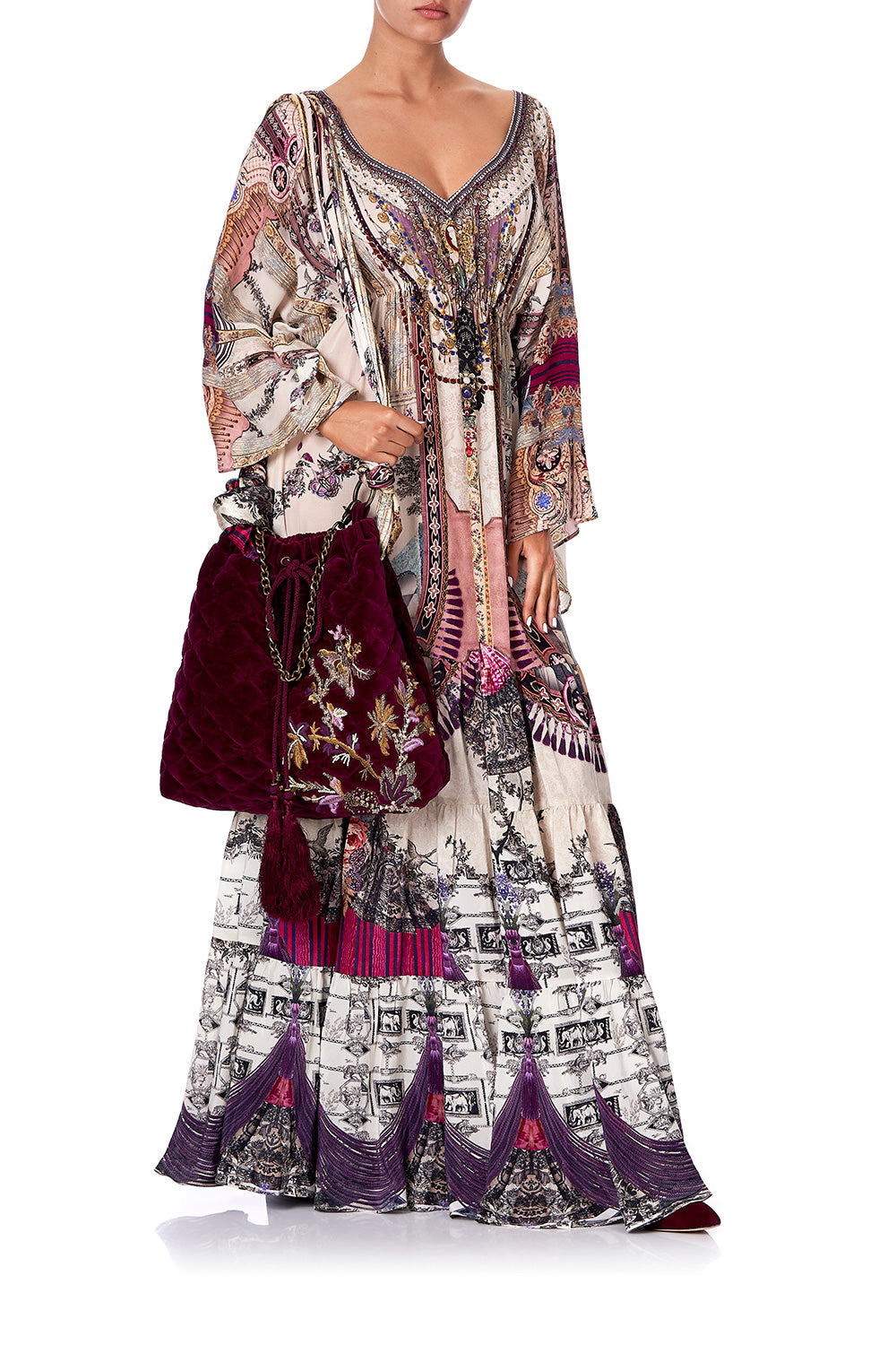 QUILTED DRAWSTRING BAG VIOLET CITY