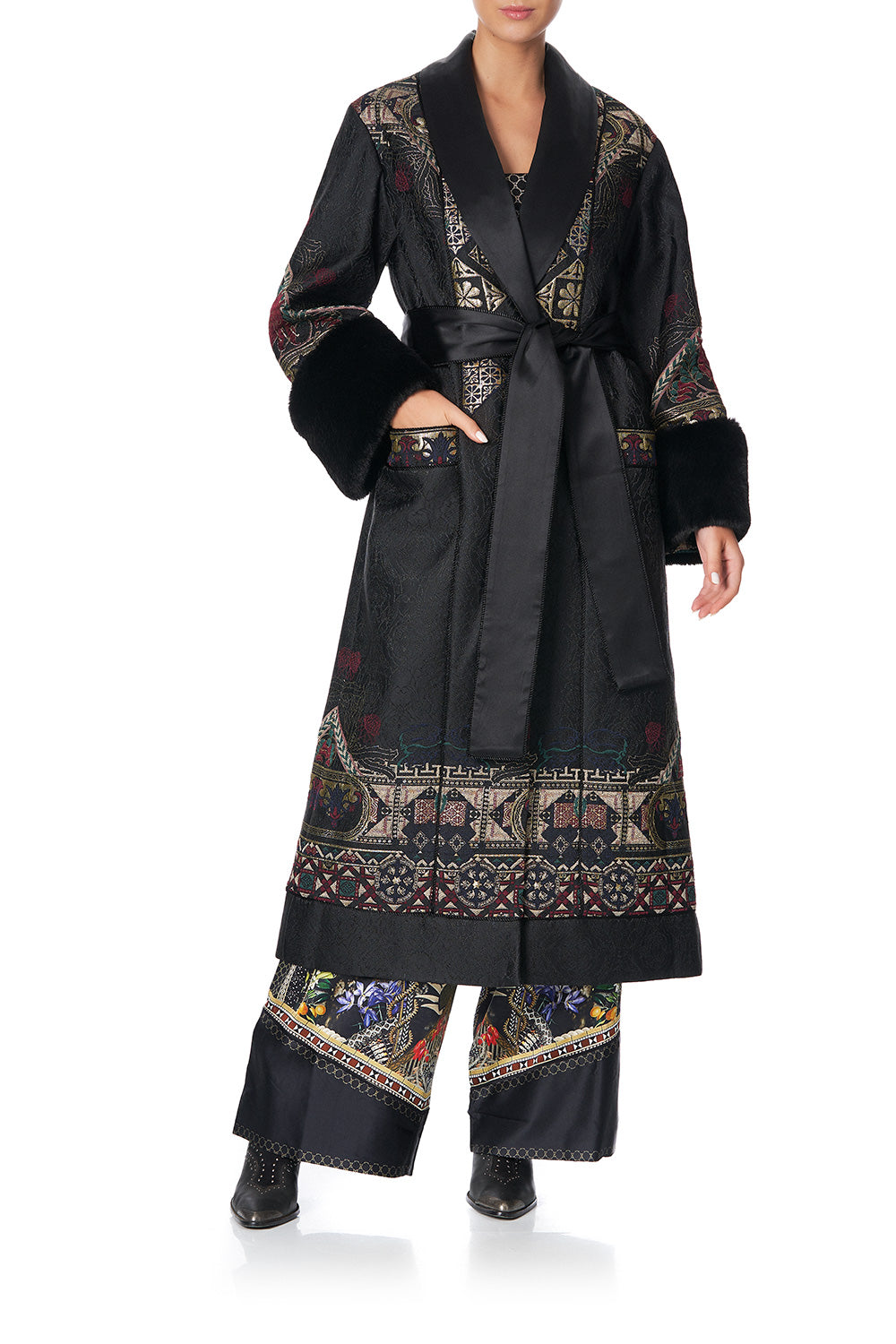 COAT WITH FAUX FUR CUFF AND COLLAR BOTANICAL CHRONICLES