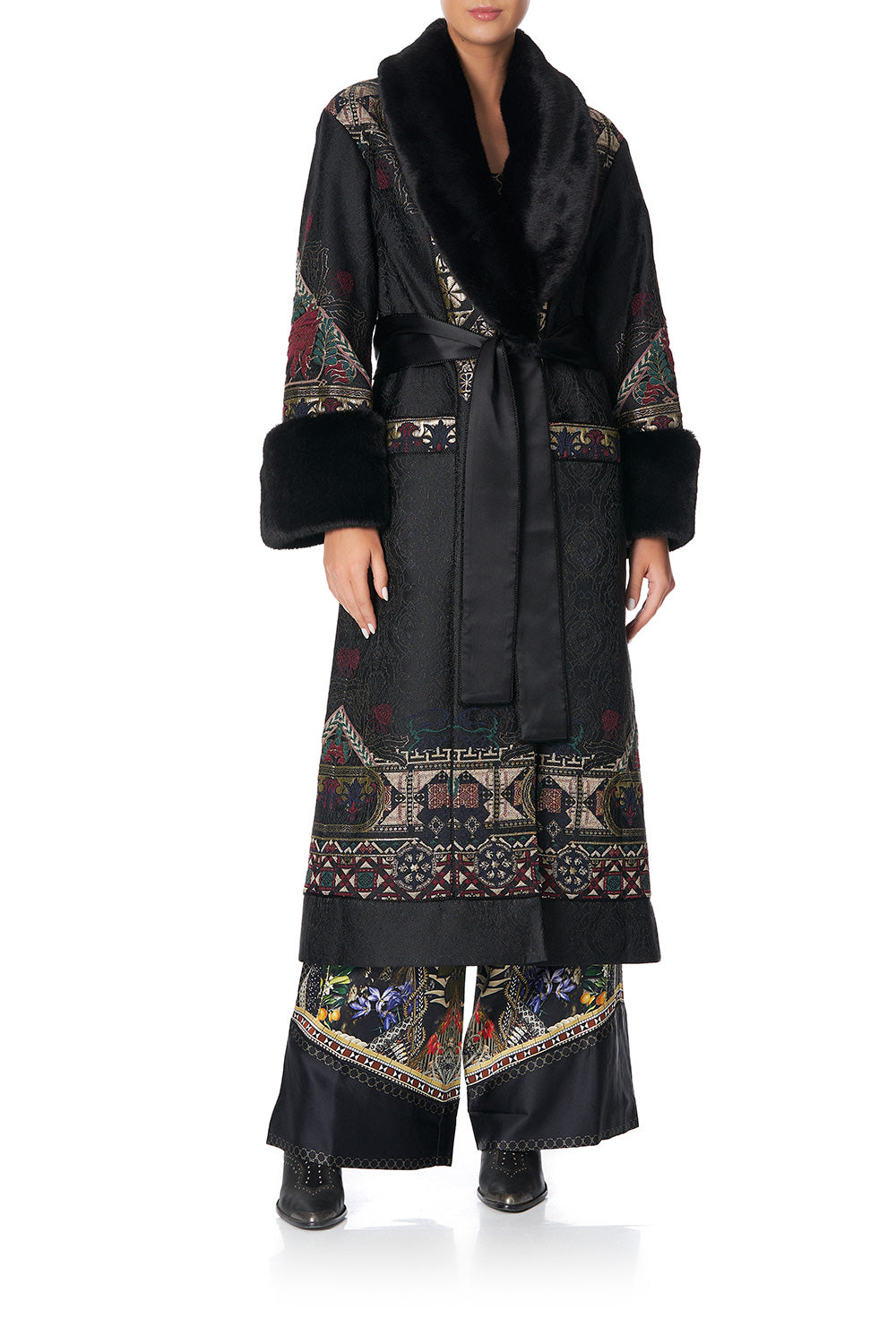 COAT WITH FAUX FUR CUFF AND COLLAR BOTANICAL CHRONICLES