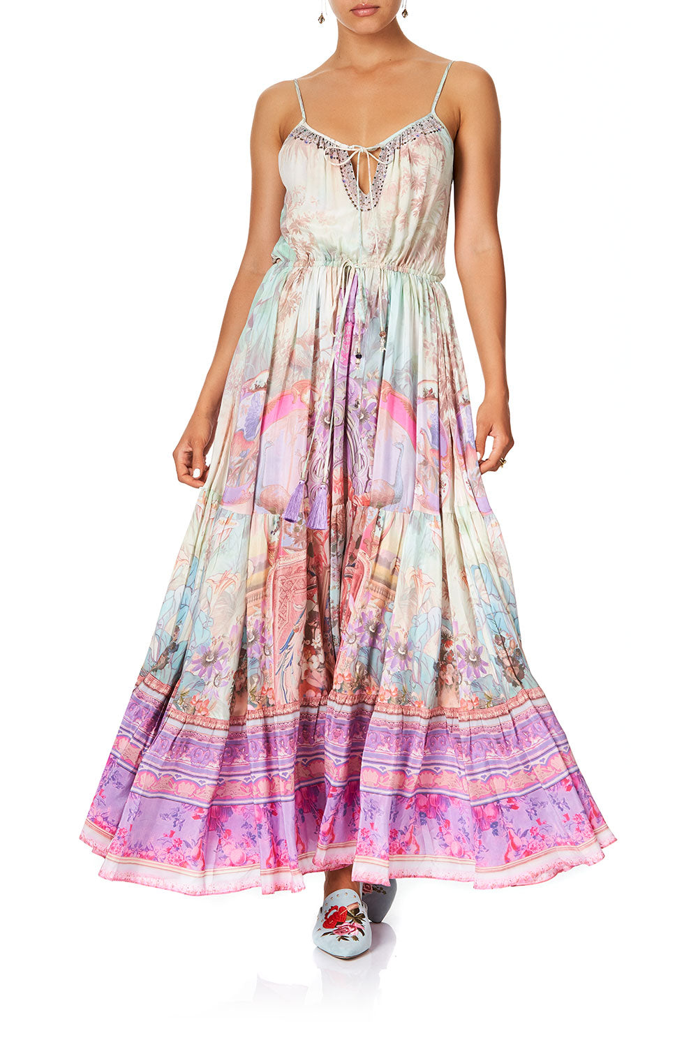 CAMILLA DRESS WITH FRONT TIE DETAIL ELECTRON LIBRE