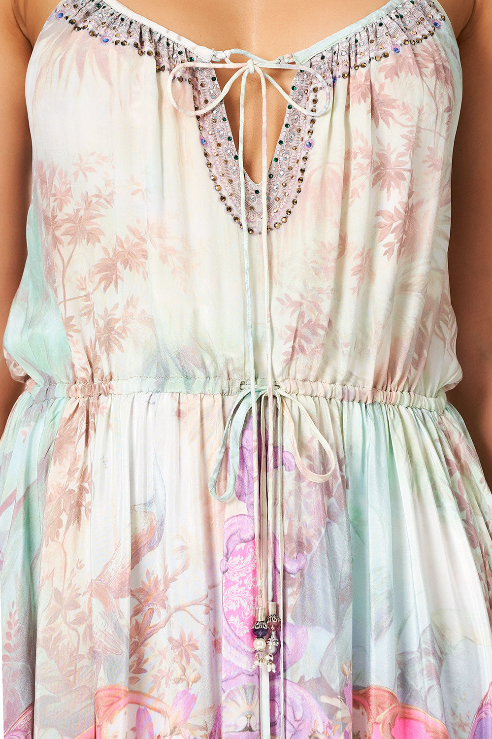 CAMILLA DRESS WITH FRONT TIE DETAIL ELECTRON LIBRE