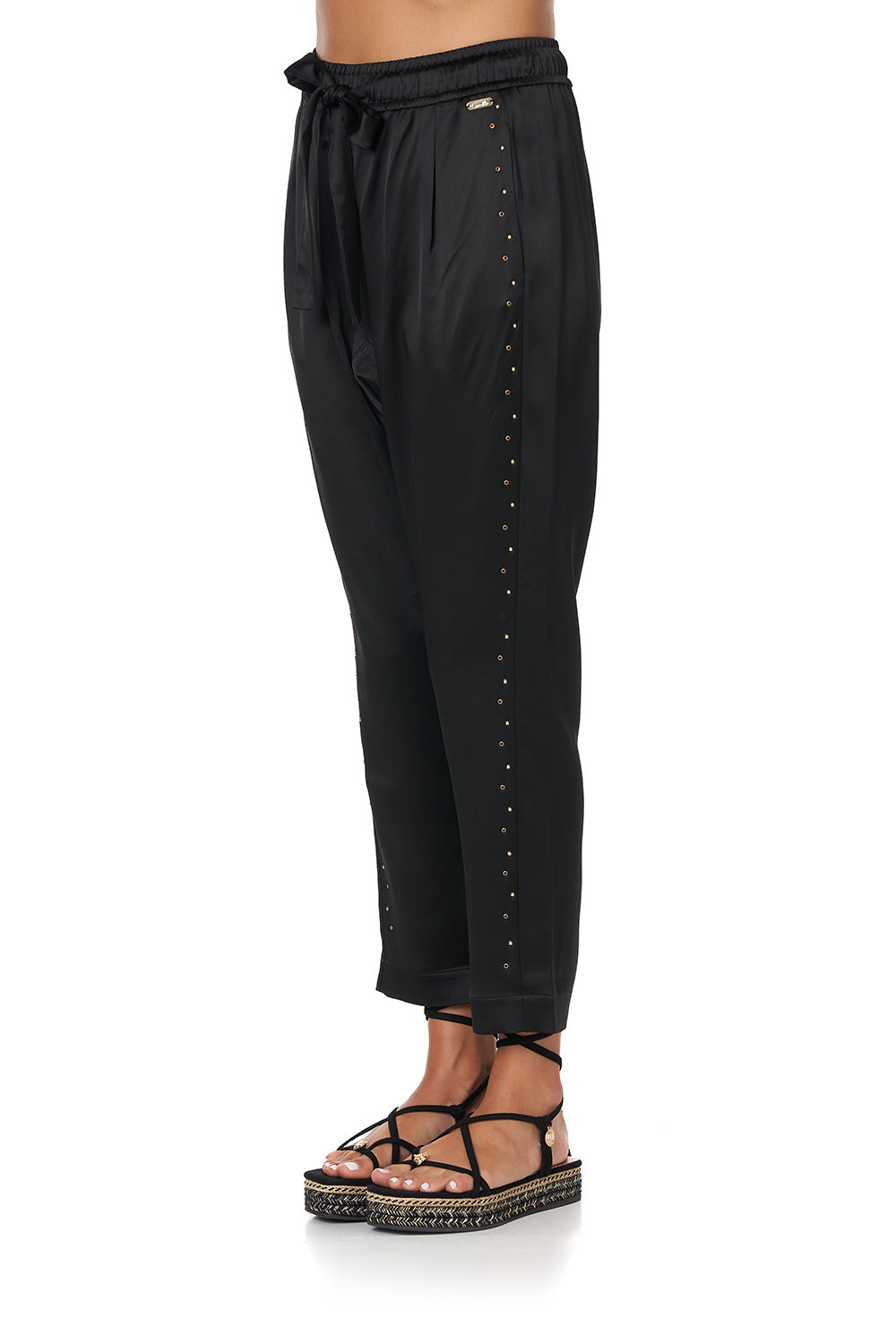DROP CROTCH SLIM LEG PANT SOLID BLACK