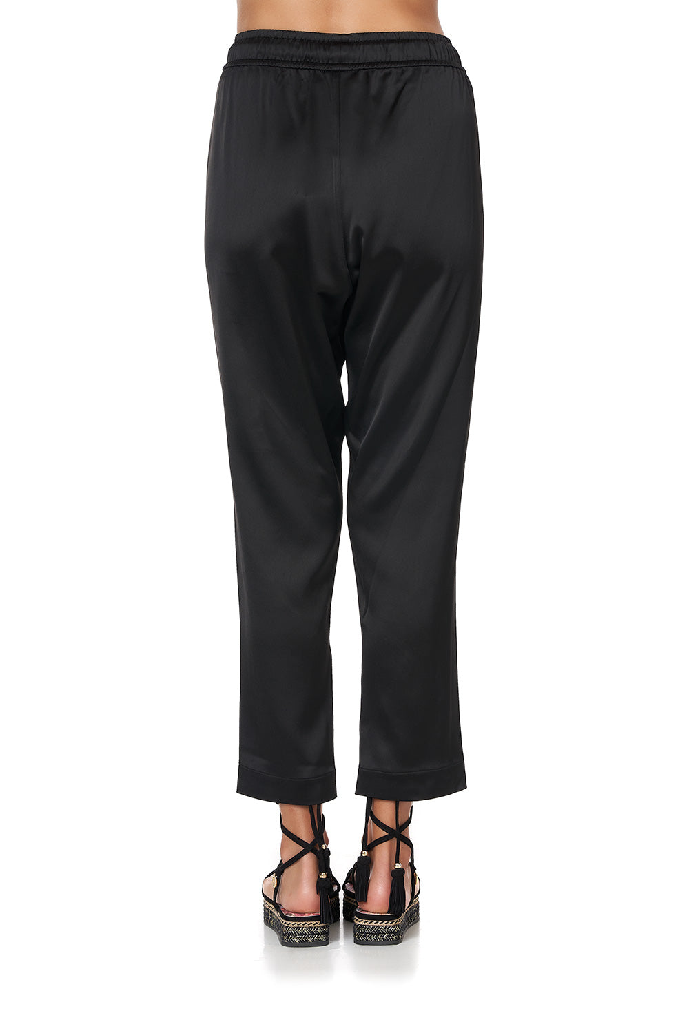 DROP CROTCH SLIM LEG PANT SOLID BLACK