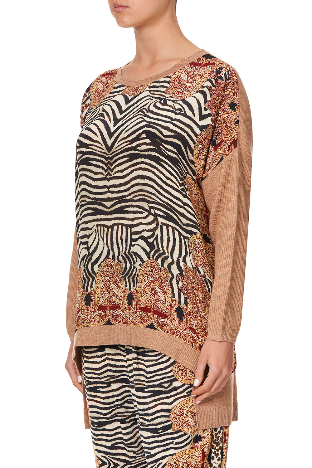 DROP SHOULDER BOX KNIT WILD FIRE