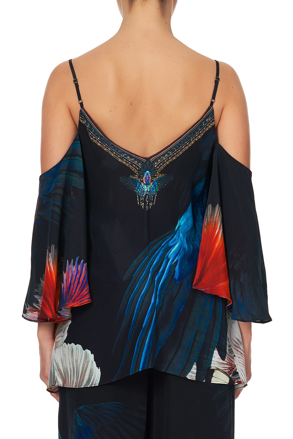 DROP SHOULDER STRAPPY BLOUSE NIGHT FLIGHT