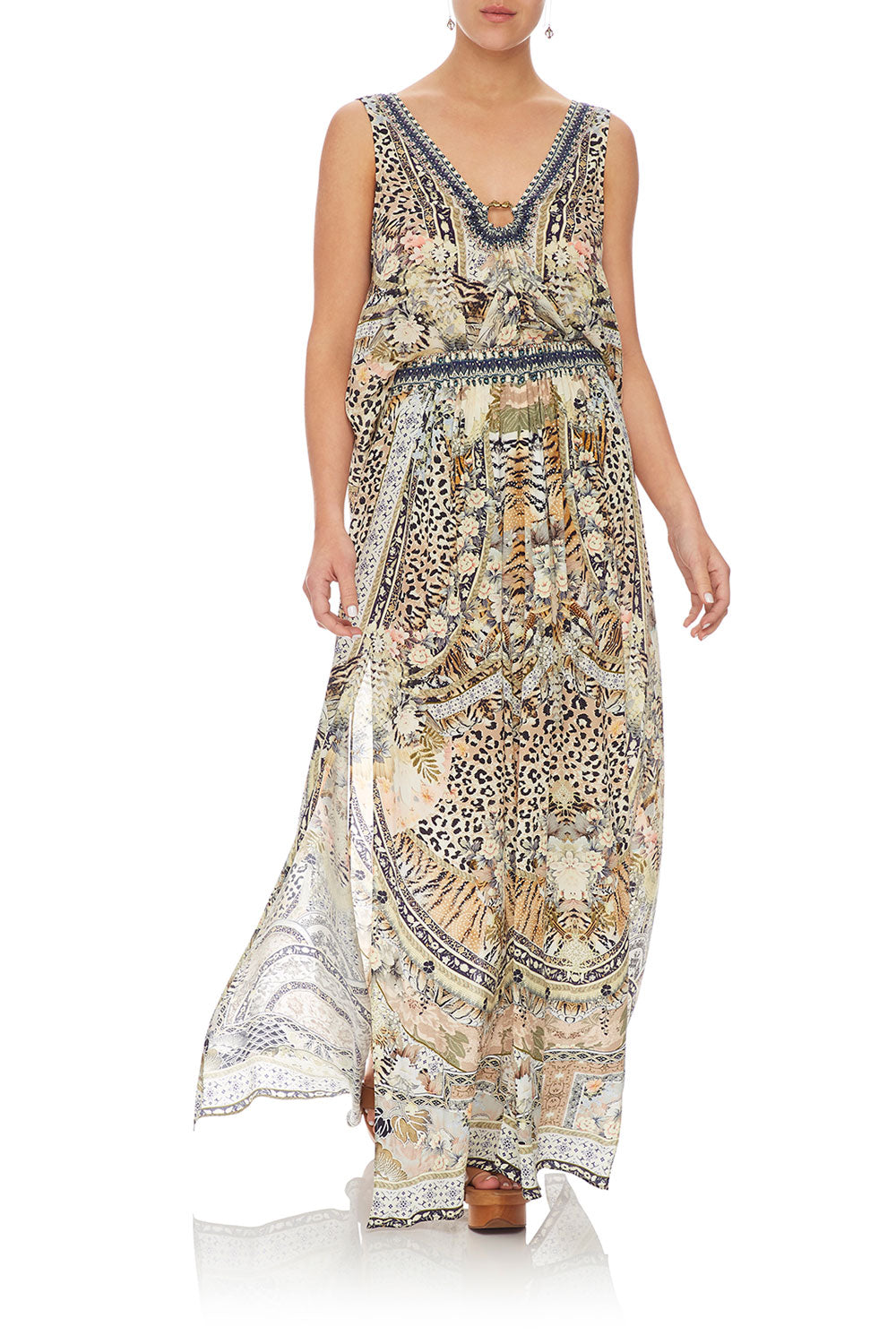 CAMILLA ELASTIC WAIST SKIRT W/ SPLITS MOTO MAIKO